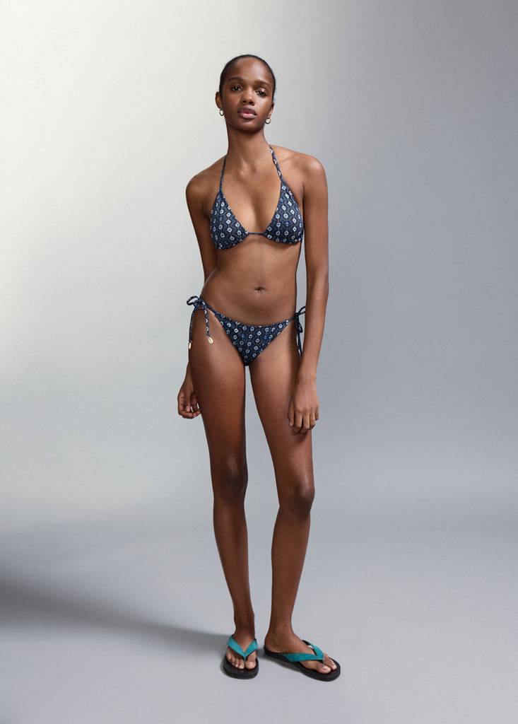 Printed bikini with medium-coverage bottoms — Dark Navy