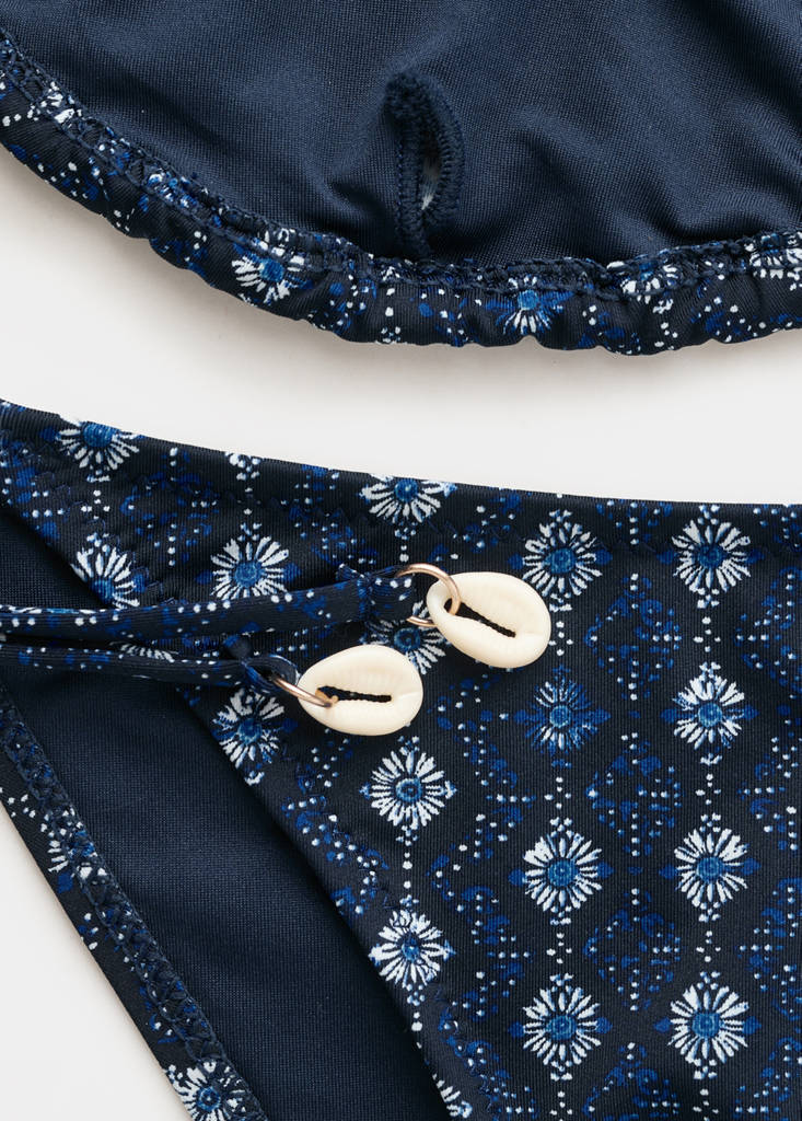 Printed bikini with medium-coverage bottoms — Dark Navy