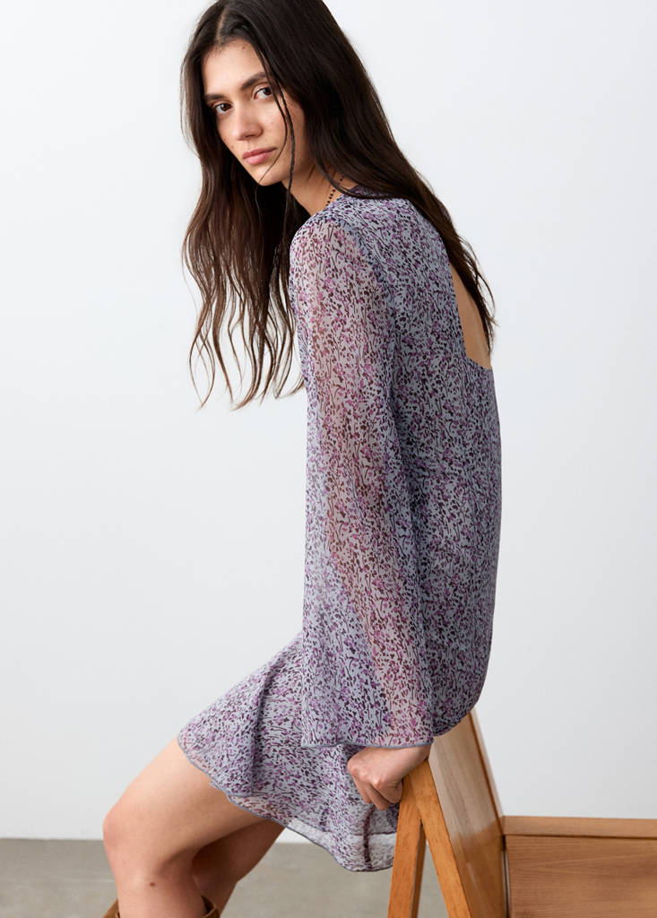 Printed dress with back opening — Light/Pastel Purple