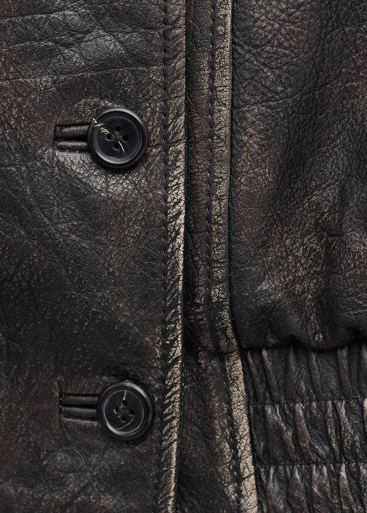 Oversized leather jacket with lapels — Brown