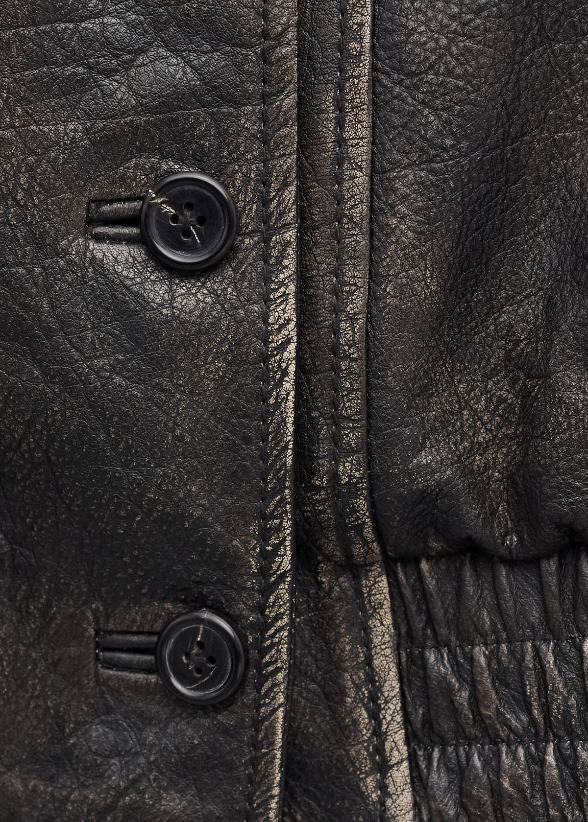 Oversized leather jacket with lapels — Brown