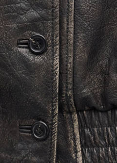 Oversized leather jacket with lapels — Brown 8