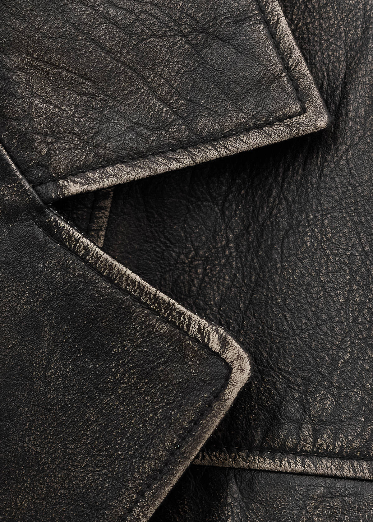 Oversized leather jacket with lapels — Brown
