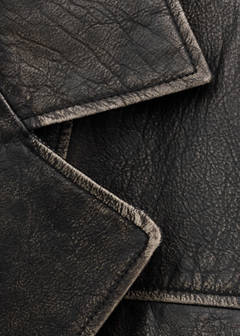Oversized leather jacket with lapels — Brown 28