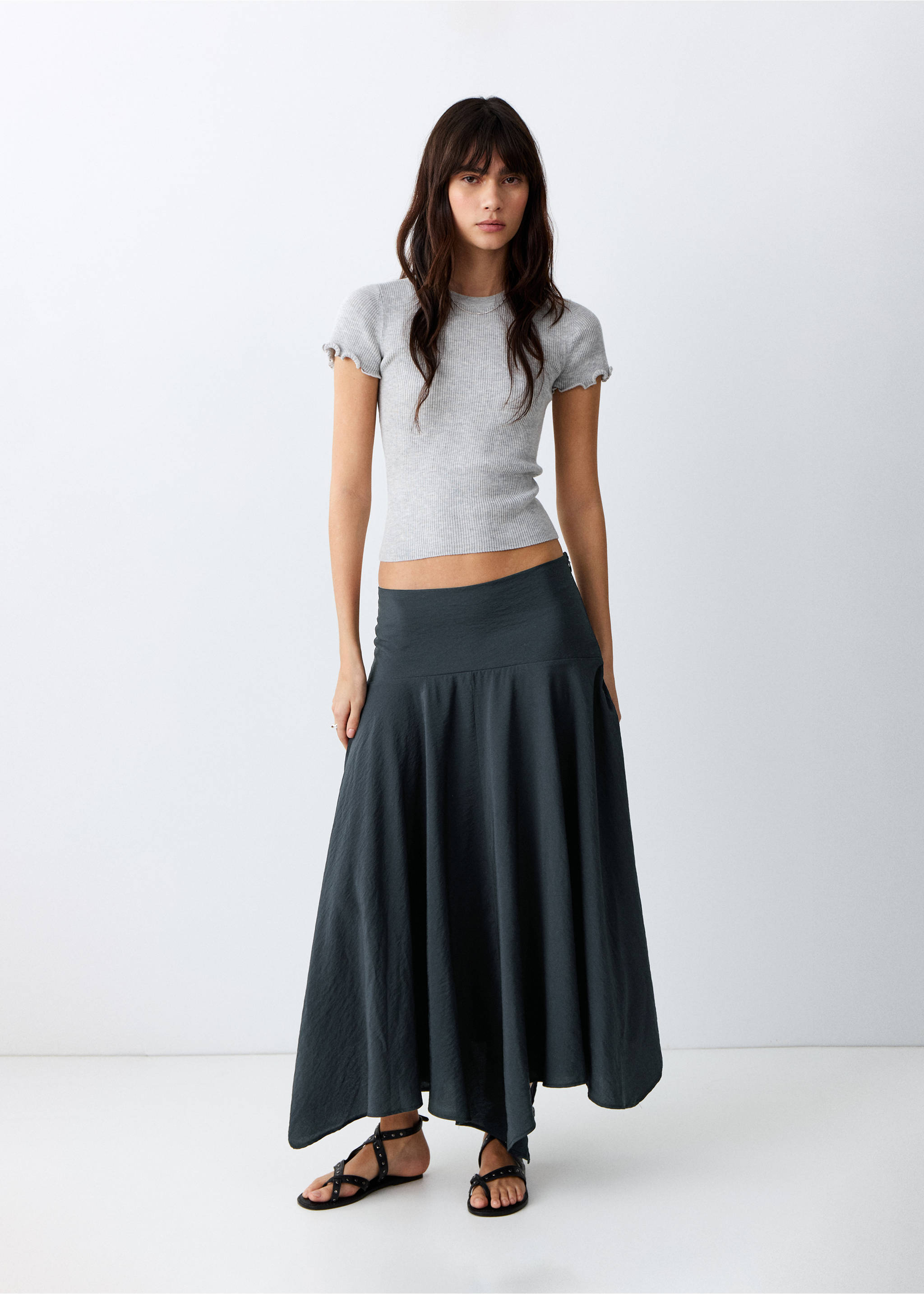 Midi redőzött szoknya - Általános sík, Tengerészkék. Ref: 27084775-00.