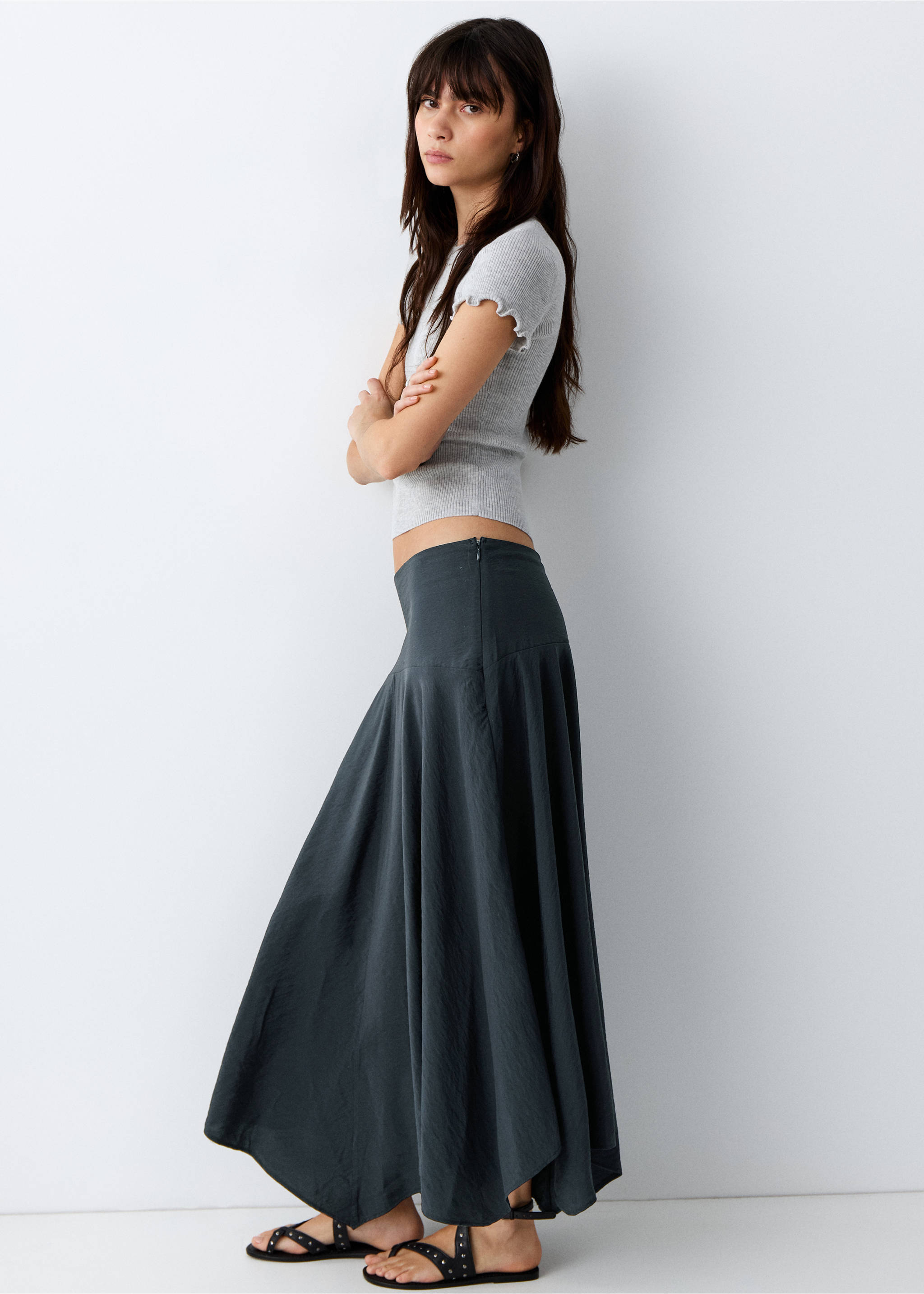 Midi redőzött szoknya - Felezősík, Tengerészkék. Ref: 27084775-00.