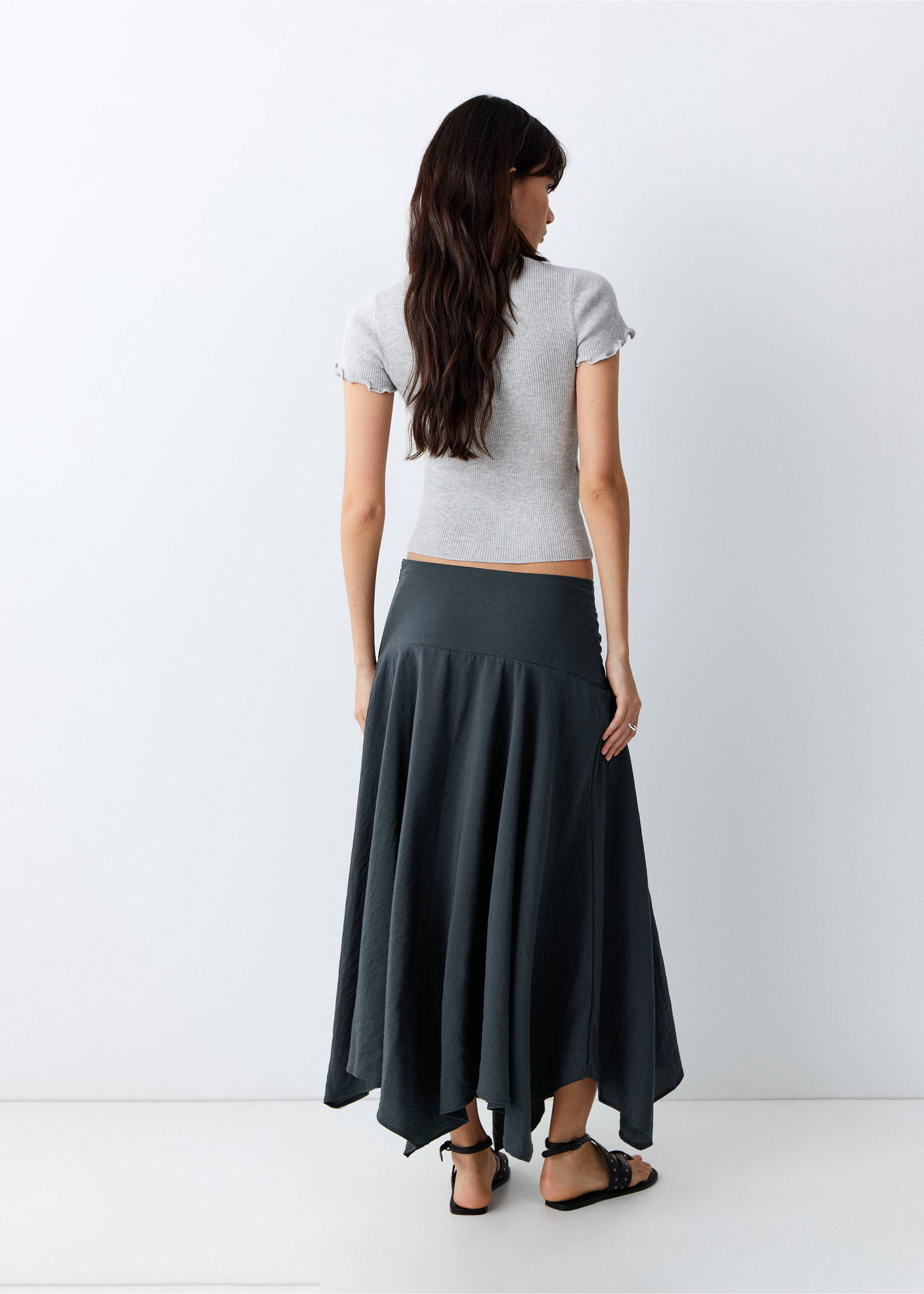 Midi redőzött szoknya - A cikk hátulja, Tengerészkék. Ref: 27084775-00.