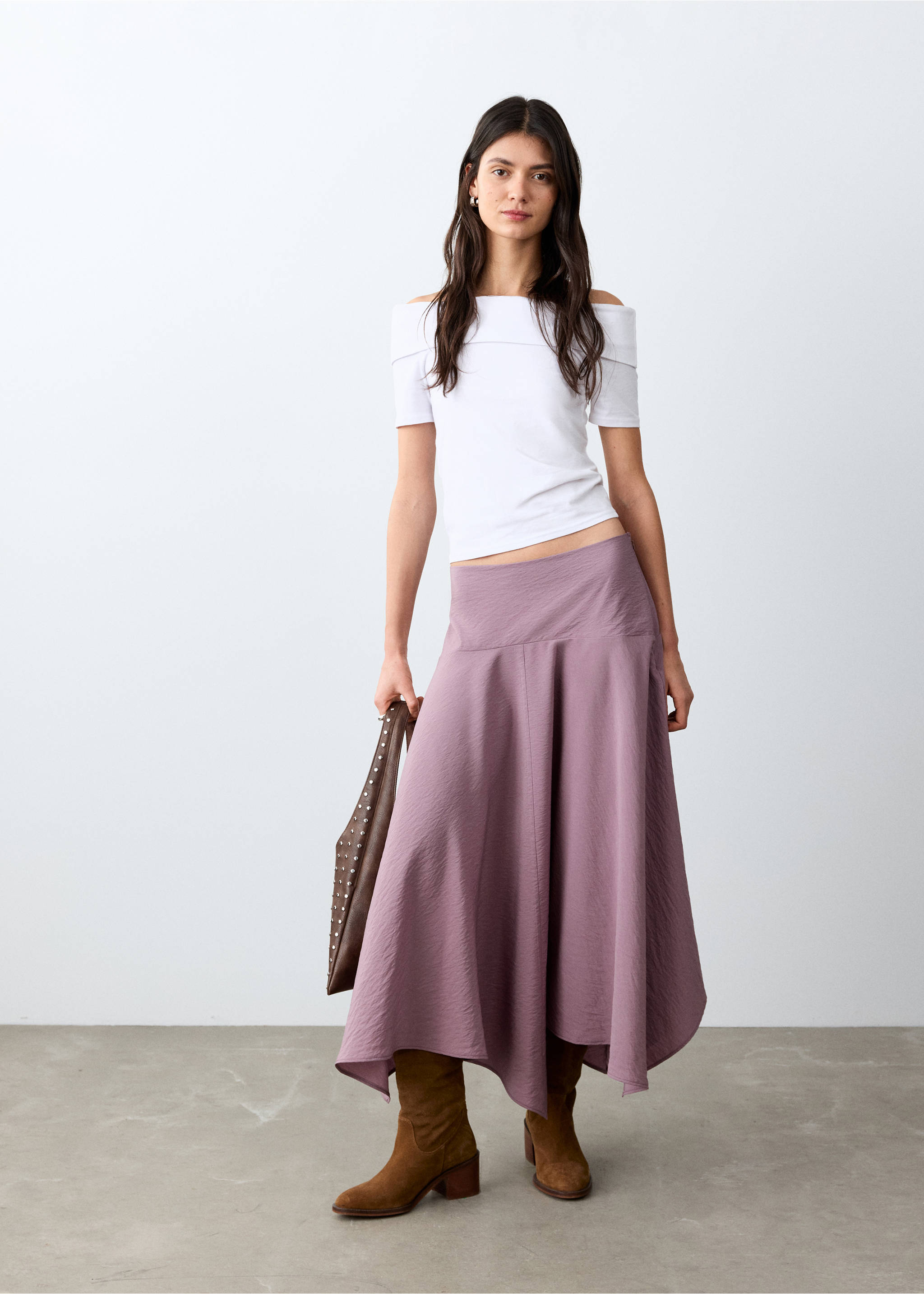 Draped midi skirt - General plane, Pastel Pink. Ref: 27084775-00.