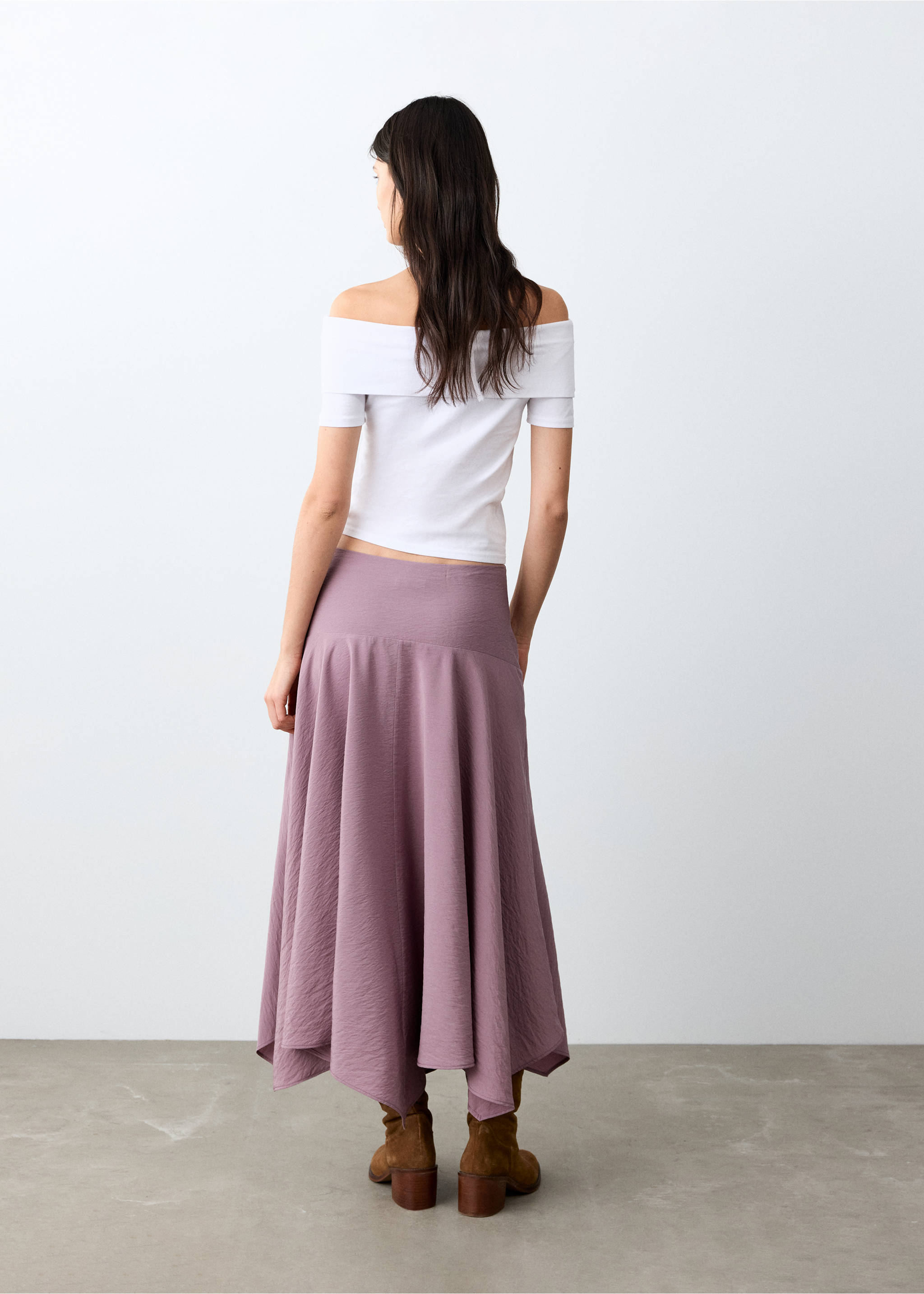 Draped midi skirt - Reverse of the article, Pastel Pink. Ref: 27084775-00.