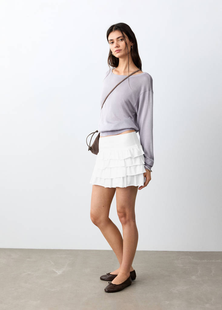 Ruffled short skirt — Off White