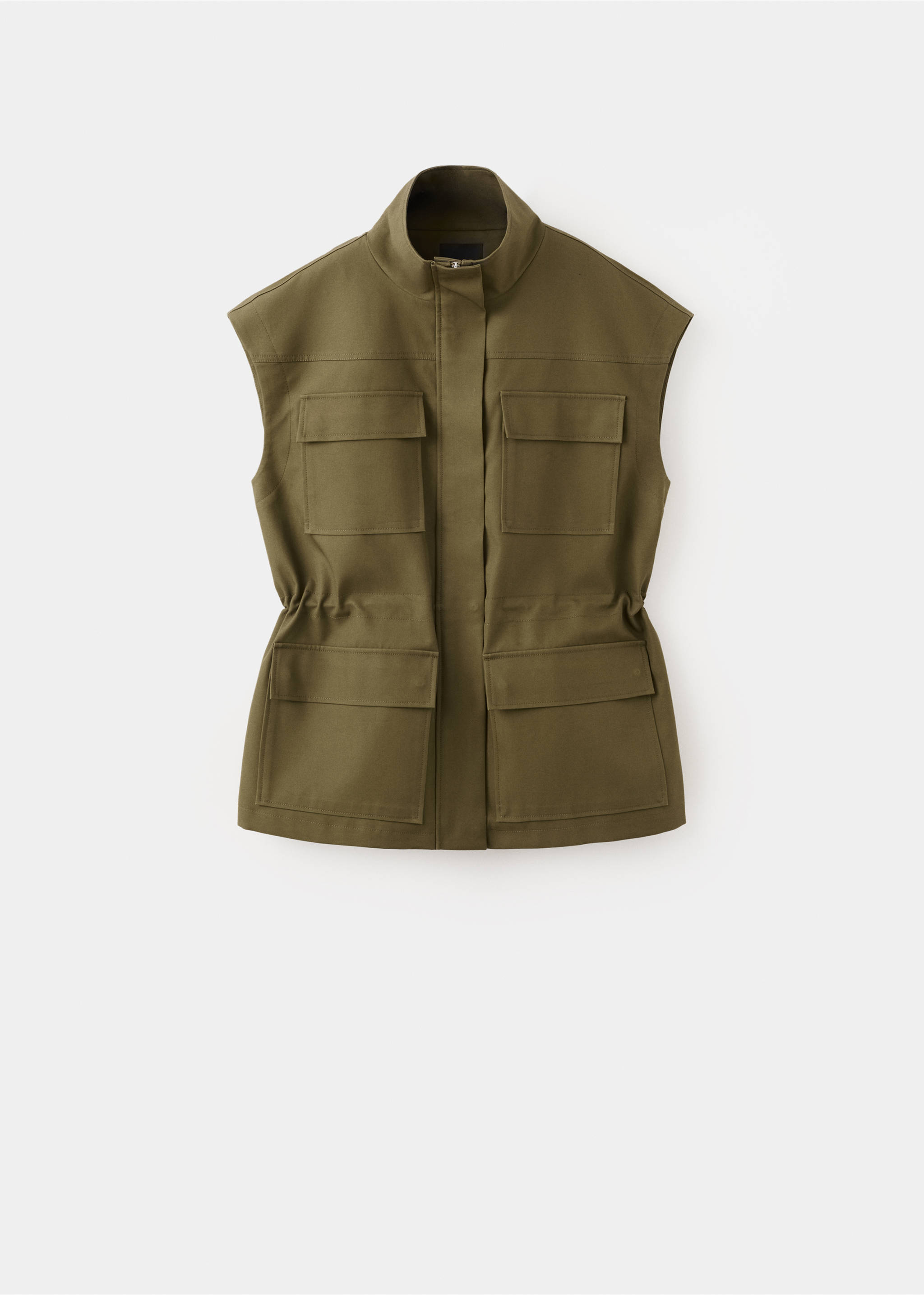 Gilet à col montant avec poches - Article sans modèle, Kaki. Ref: 27084780-00.