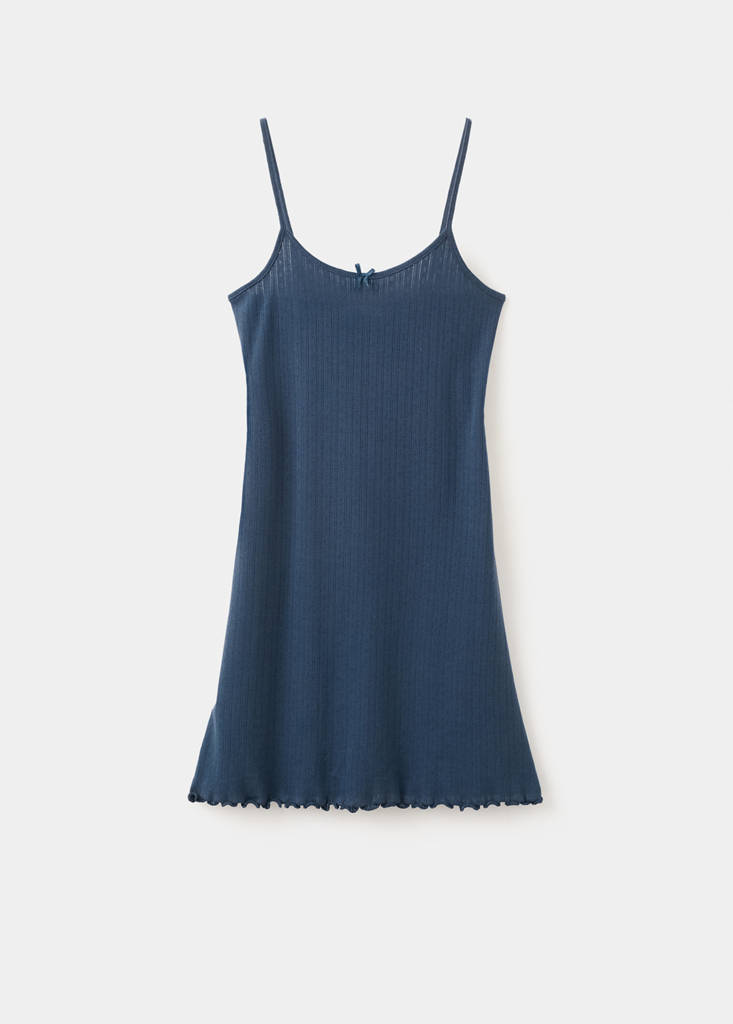 Rib-knit nightgown — Navy