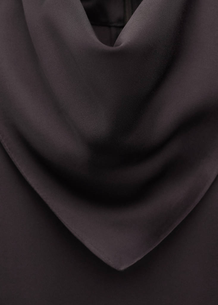 Satin blouse with a turtleneck — Brown