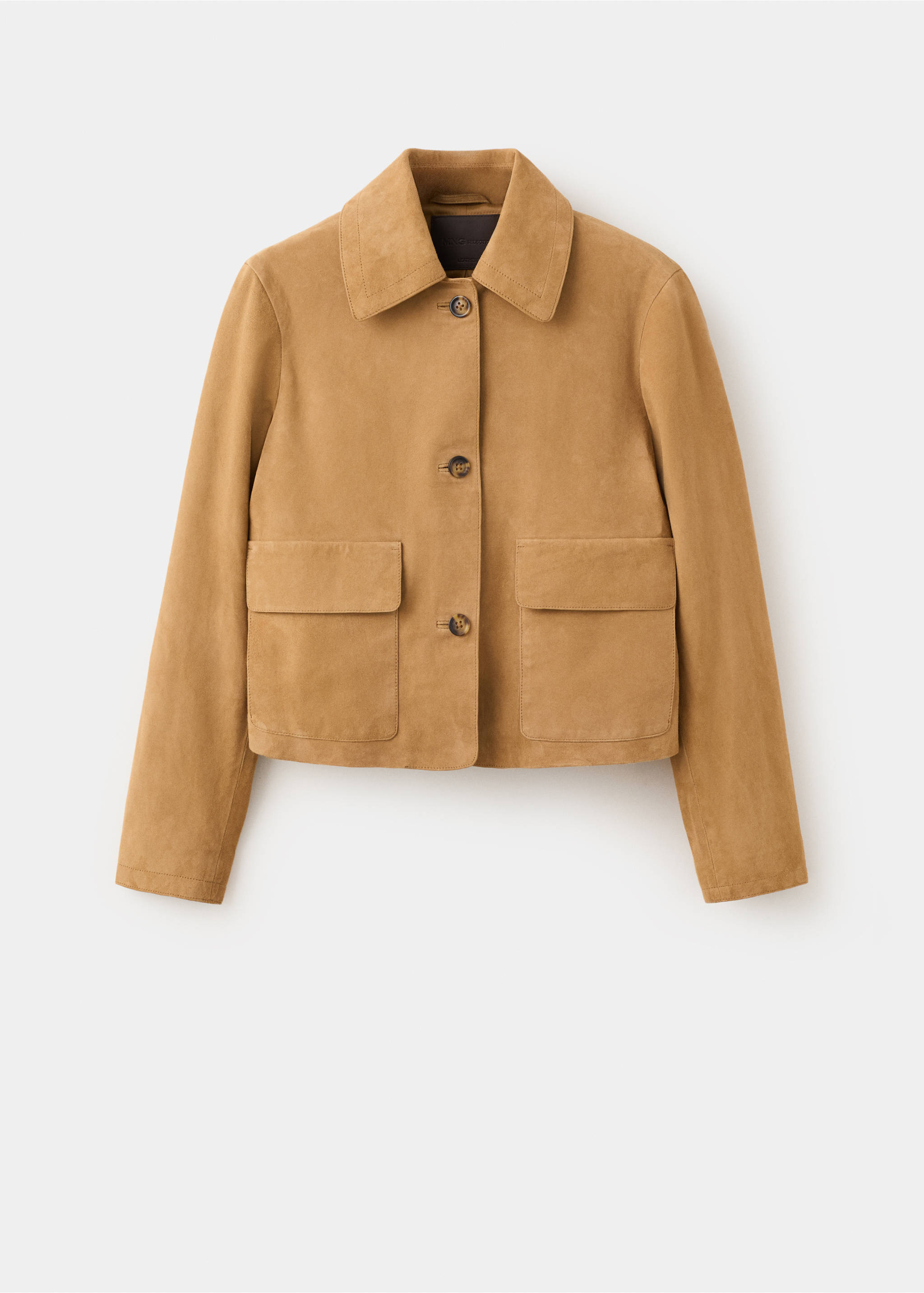 Chest-pocket suede jacket - Article without model, Ochre. Ref: 27084788-00.