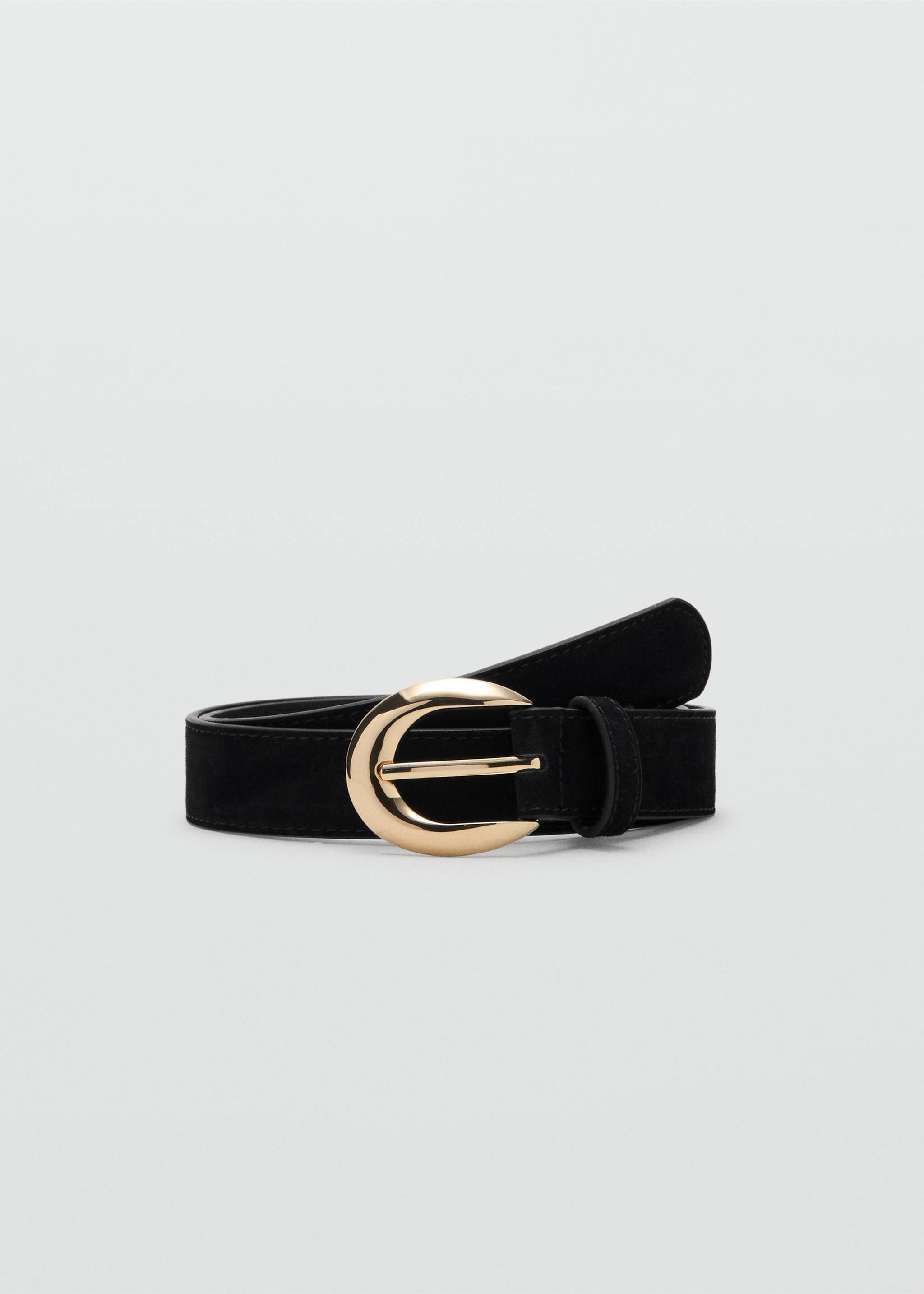 Ceinture cuir boucle ovale - Article sans modèle, Noir. Ref: 27084789-00.