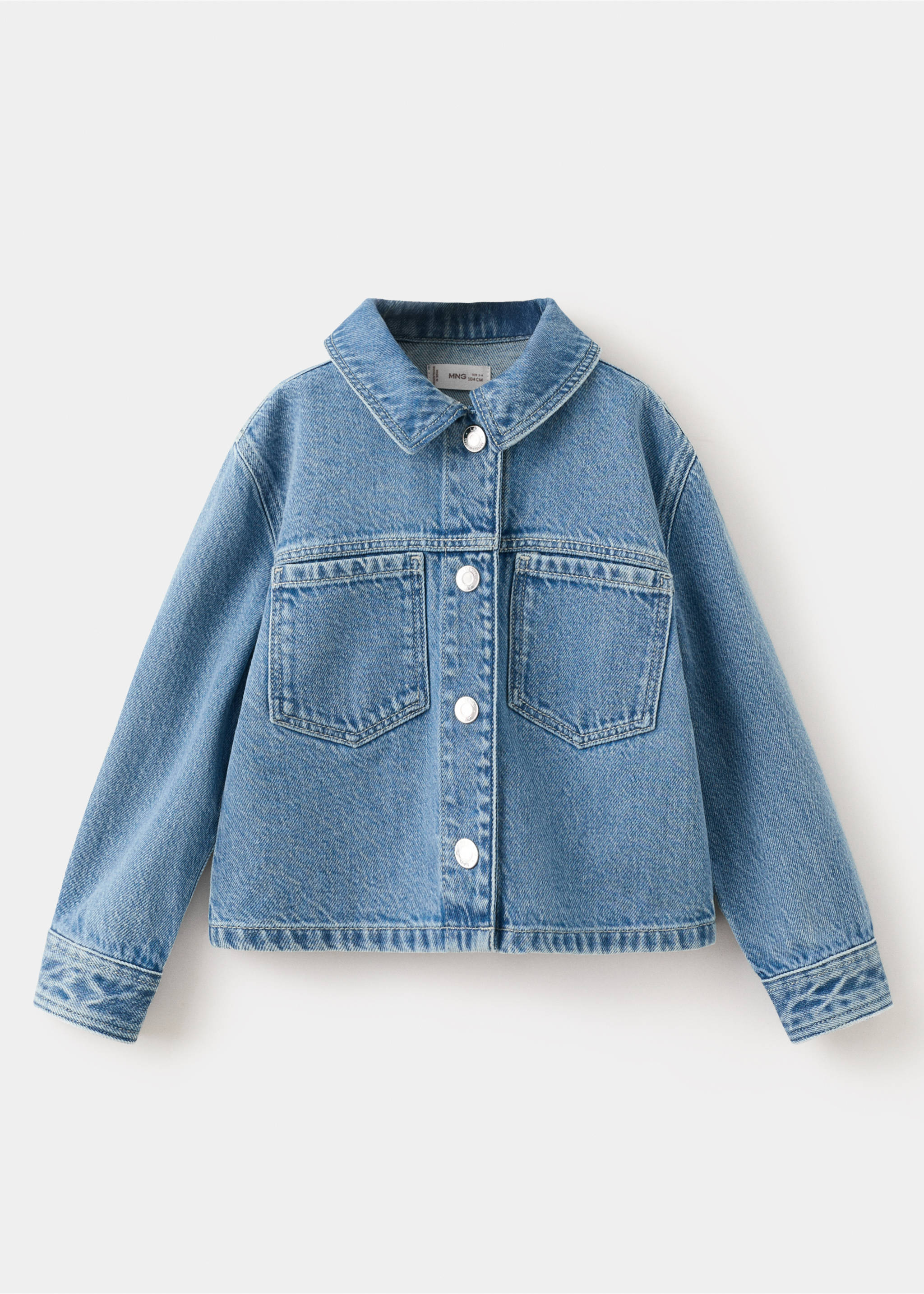 Denim jacket with floral detail - Article without model, Medium Blue. Ref: 27085144-00.