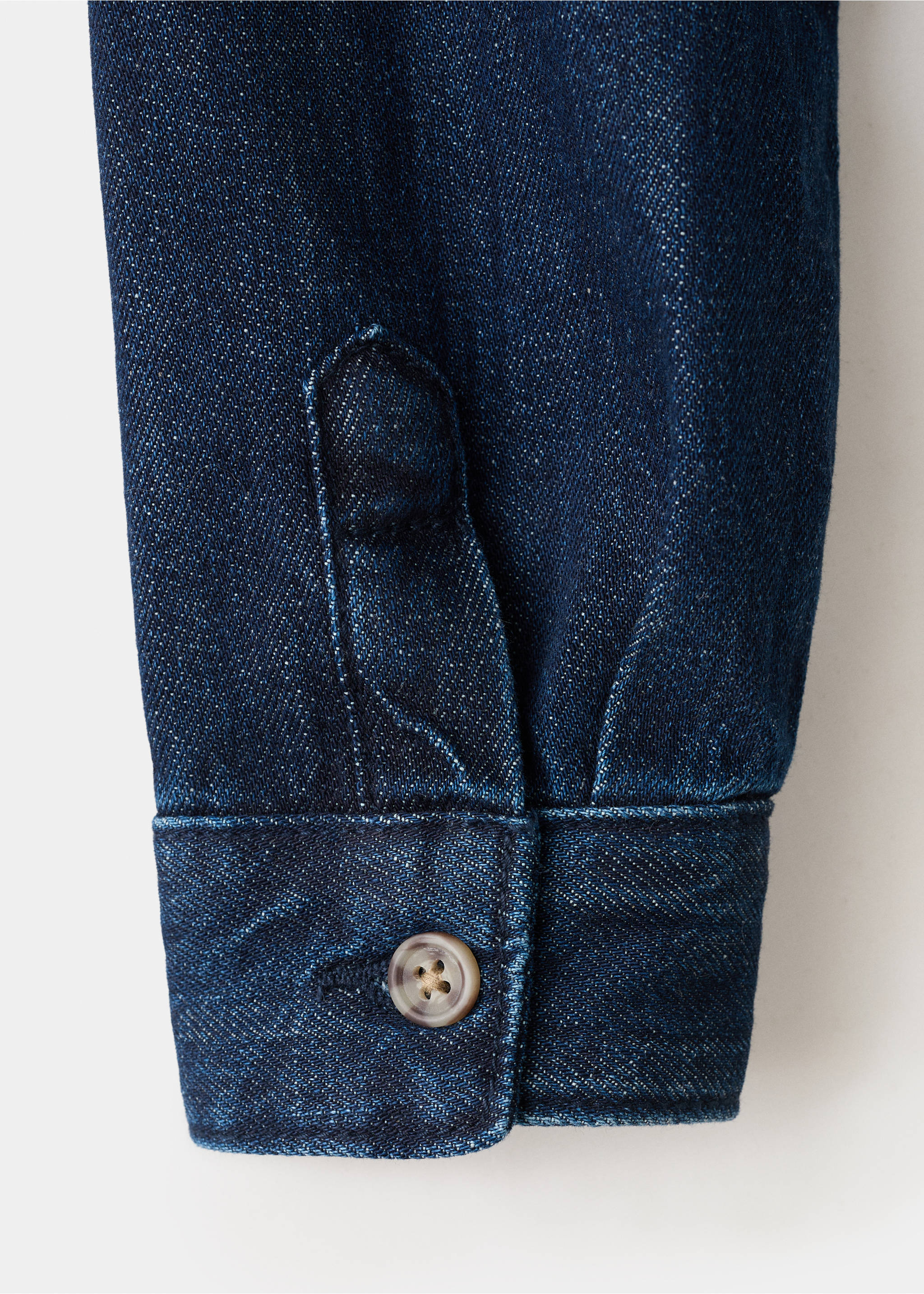 Chest-pocket denim shirt - Details of the article 0, Dark Blue. Ref: 27085147-00.