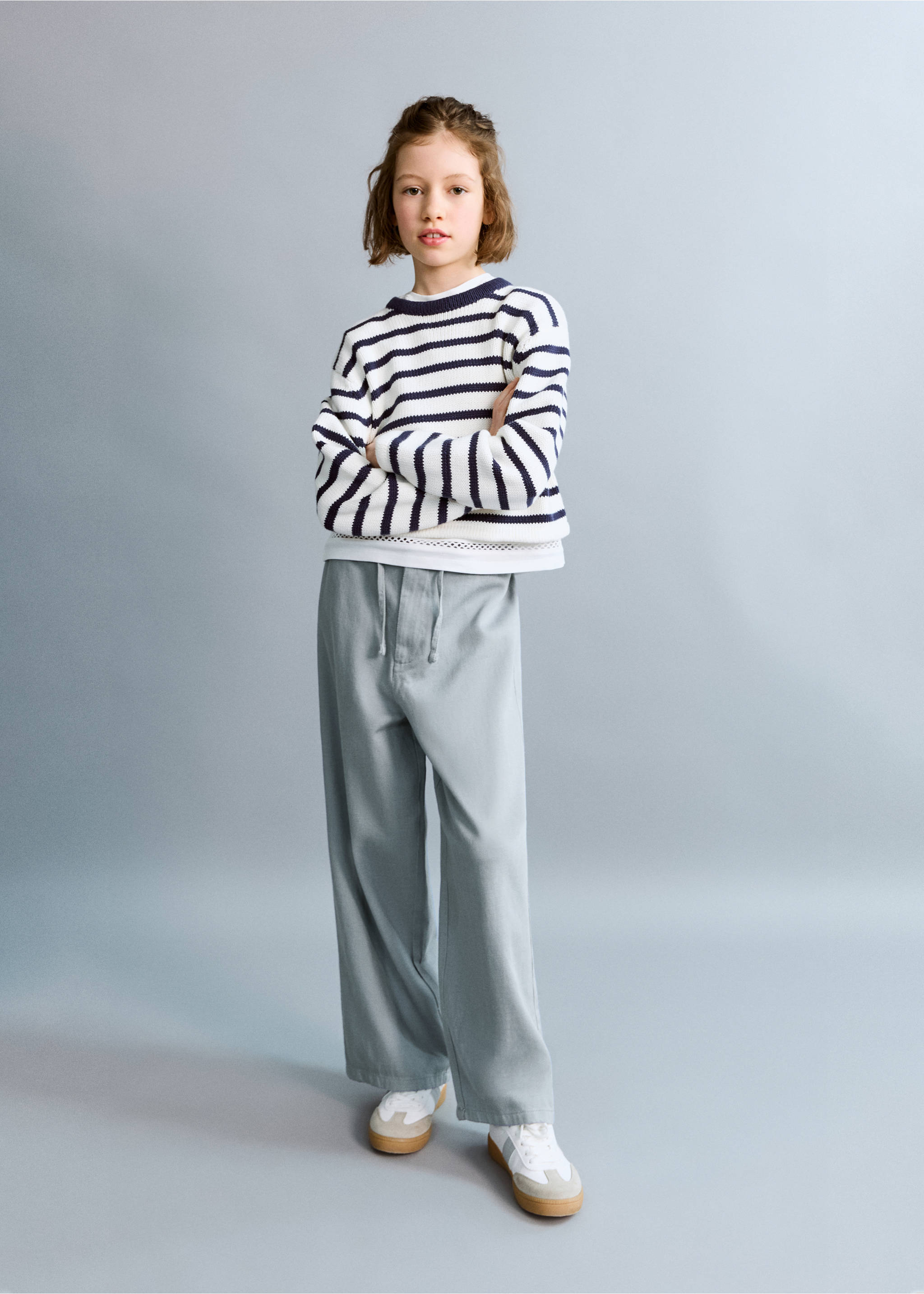 Drawstring cotton trousers - General plane, Blue. Ref: 27085151-00.