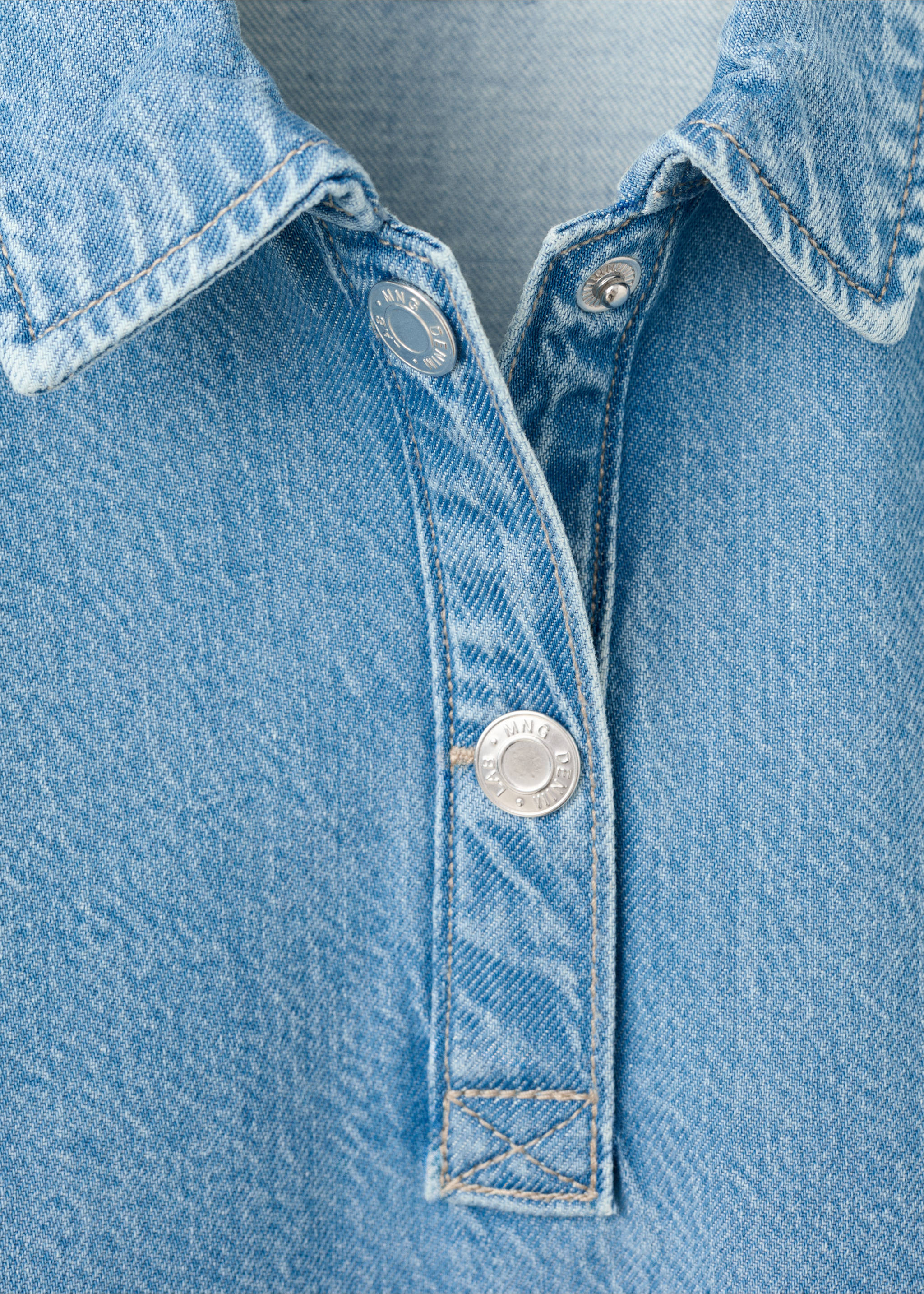 Denim shirt dress - Details of the article 8, Medium Blue. Ref: 27085154-00.