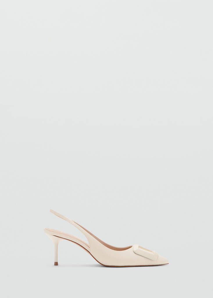 Patent heeled shoes — Ecru