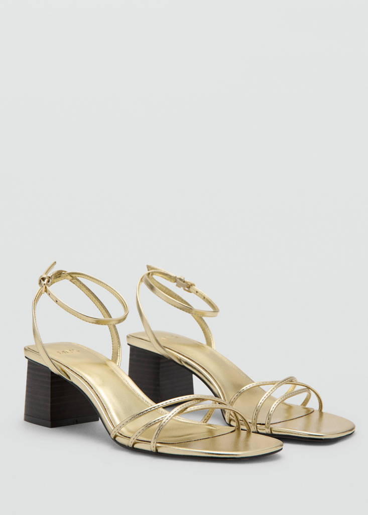 Heeled sandals with straps — Gold