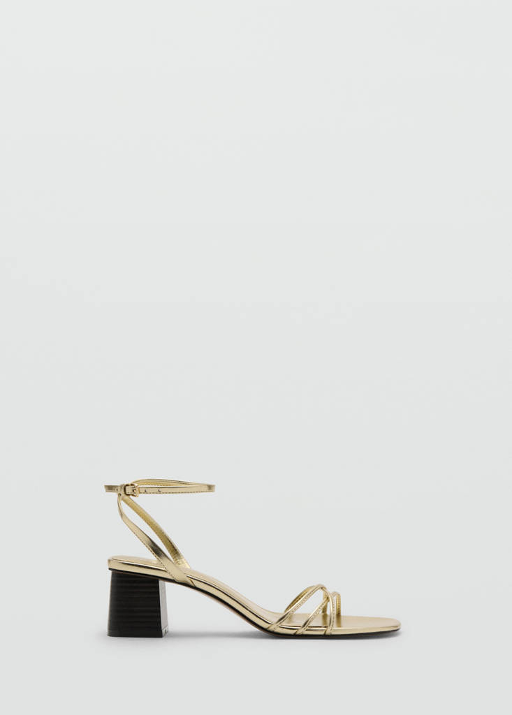 Heeled sandals with straps — Gold