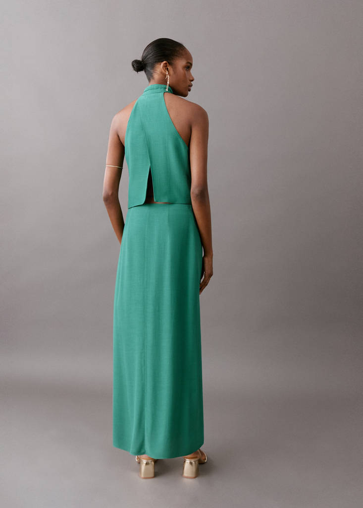 Long skirt with side slit — Green