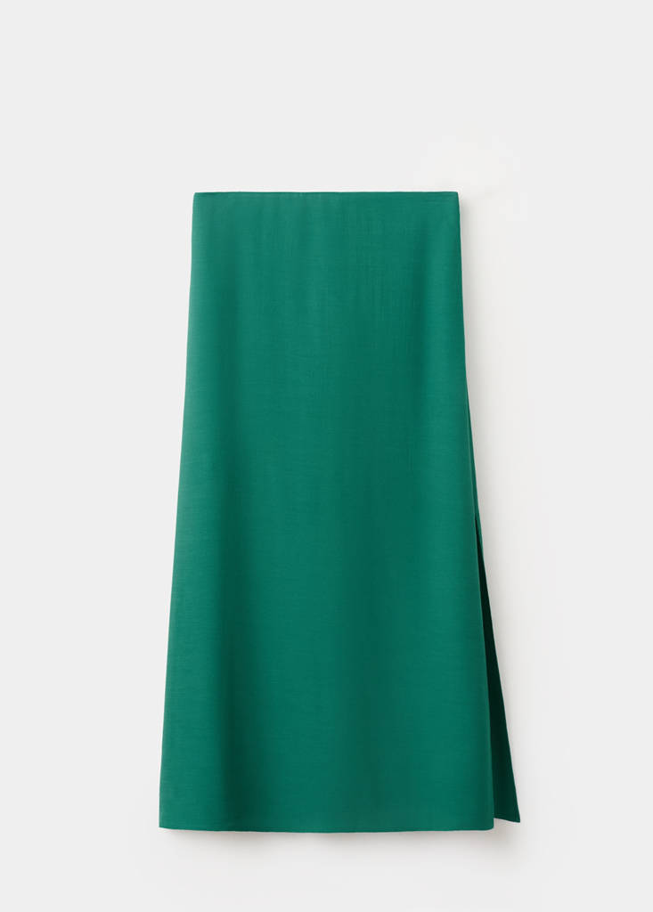 Long skirt with side slit — Green