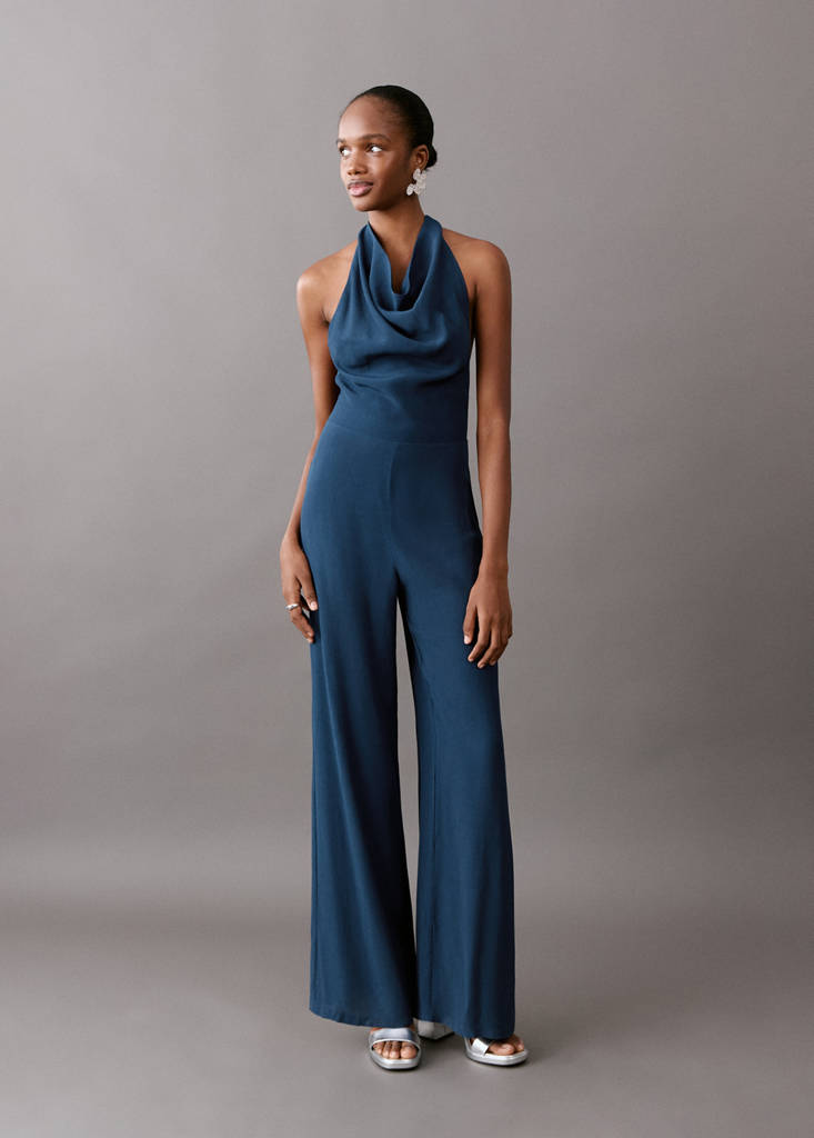 Open back halter jumpsuit — Dark Navy