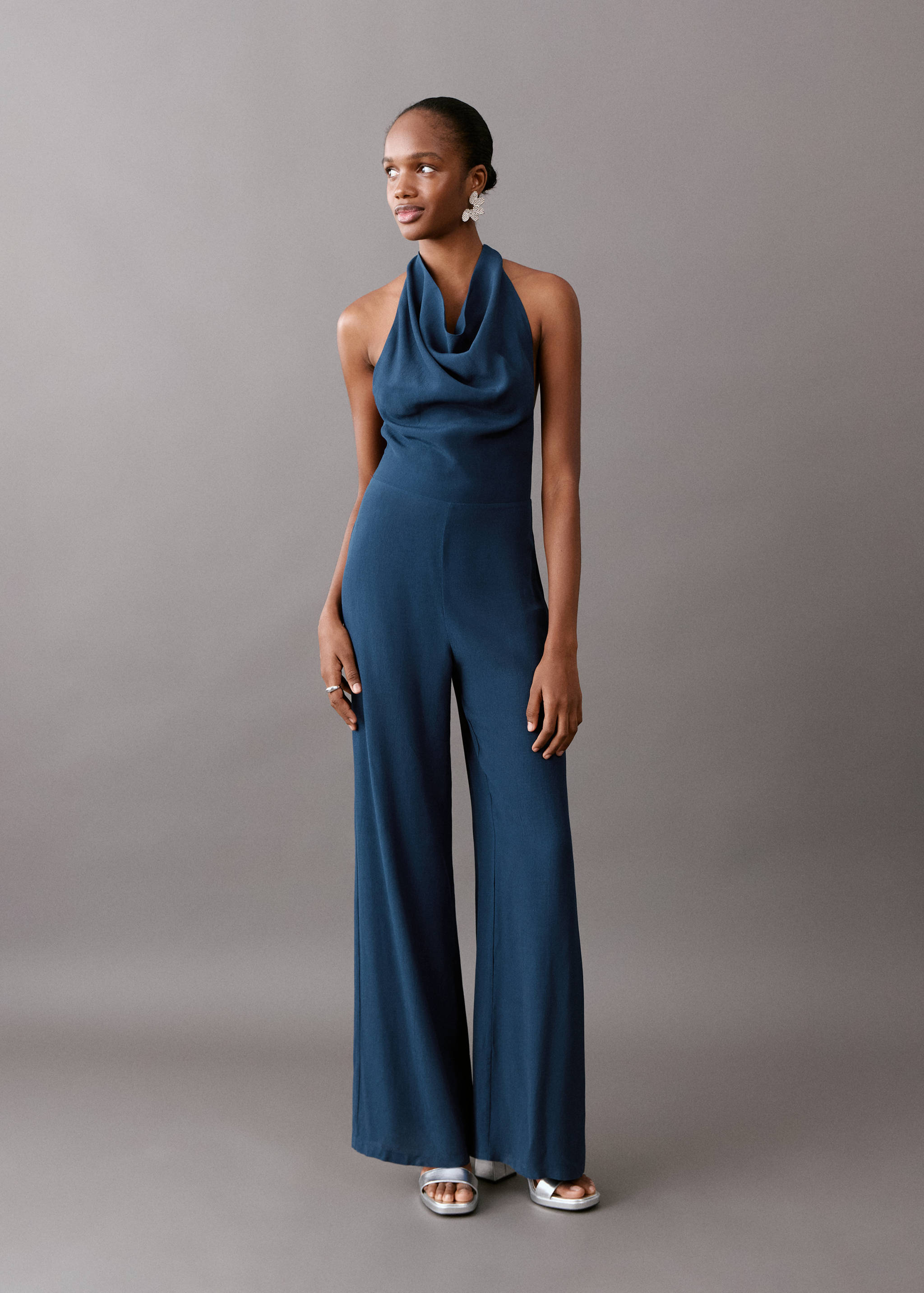 Open back halter jumpsuit - General plane