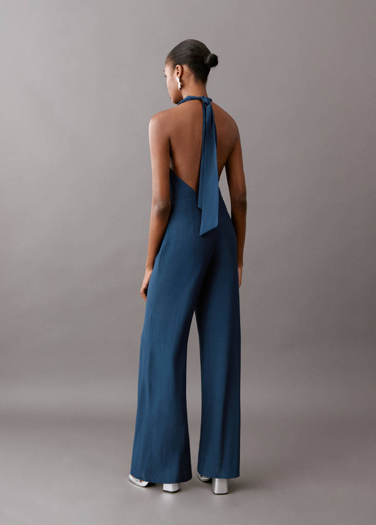 Open back halter jumpsuit — Dark Navy
