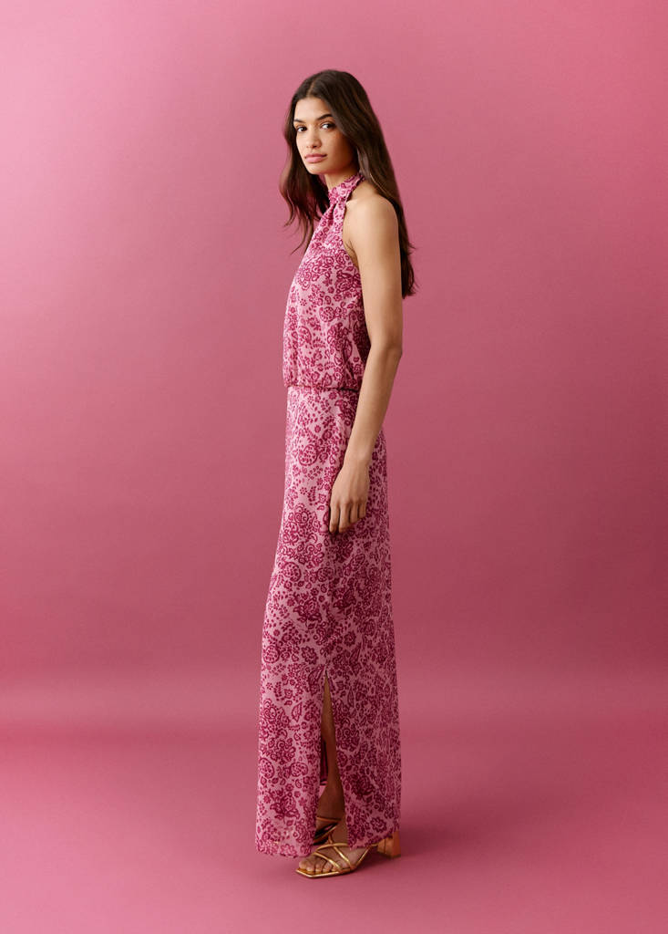 Long skirt with side slit — Pink