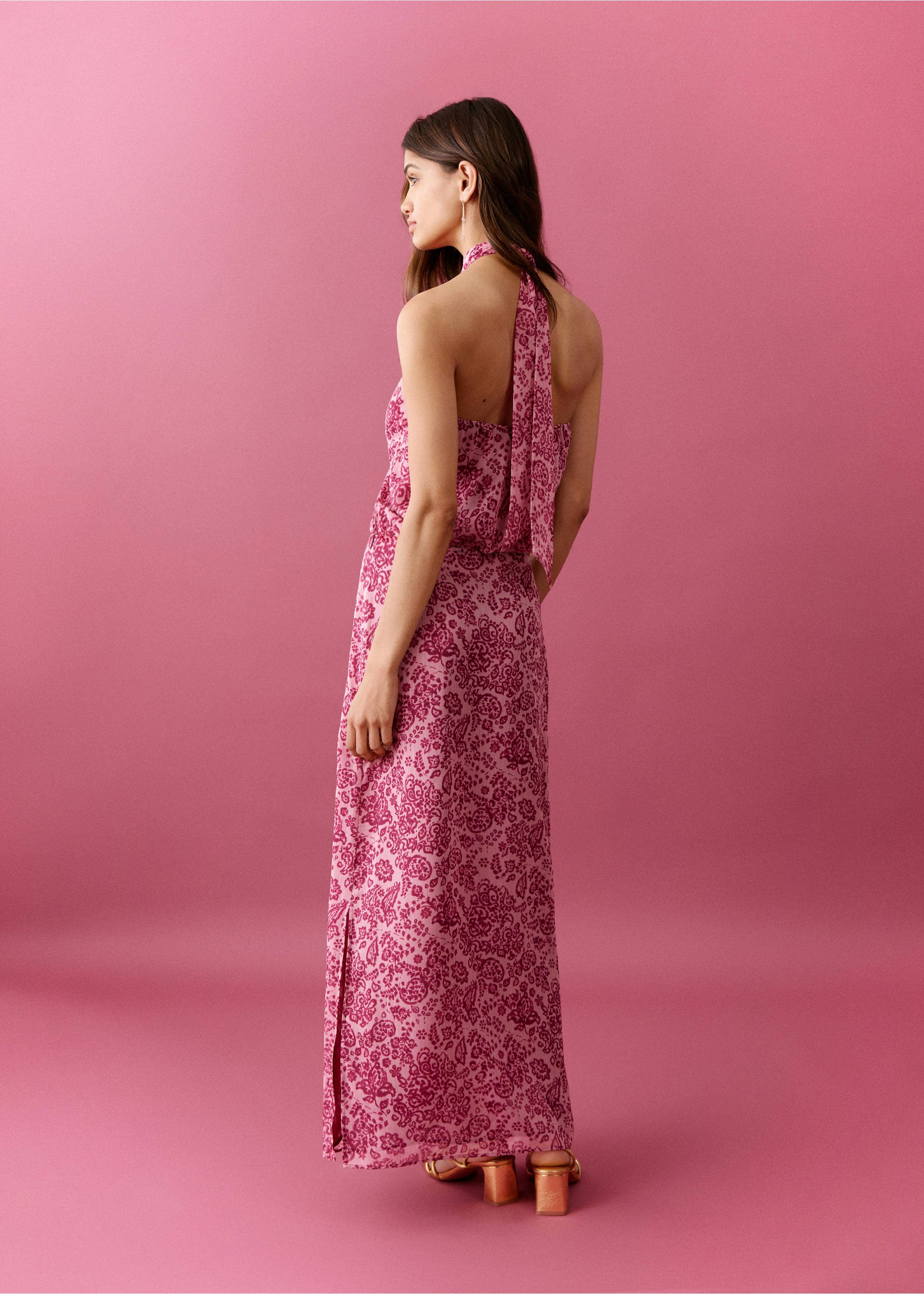 Длинная юбка с боковым разрезом - Обратная сторона изделия, Розовый. Ref: 27085810-00.