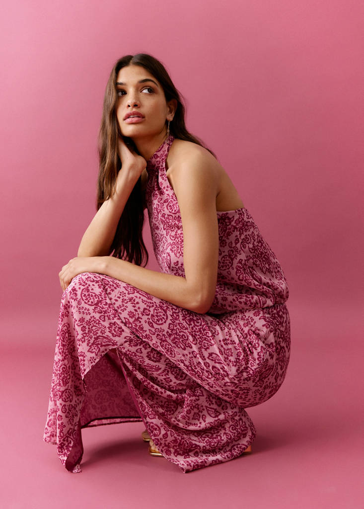 Long skirt with side slit — Pink