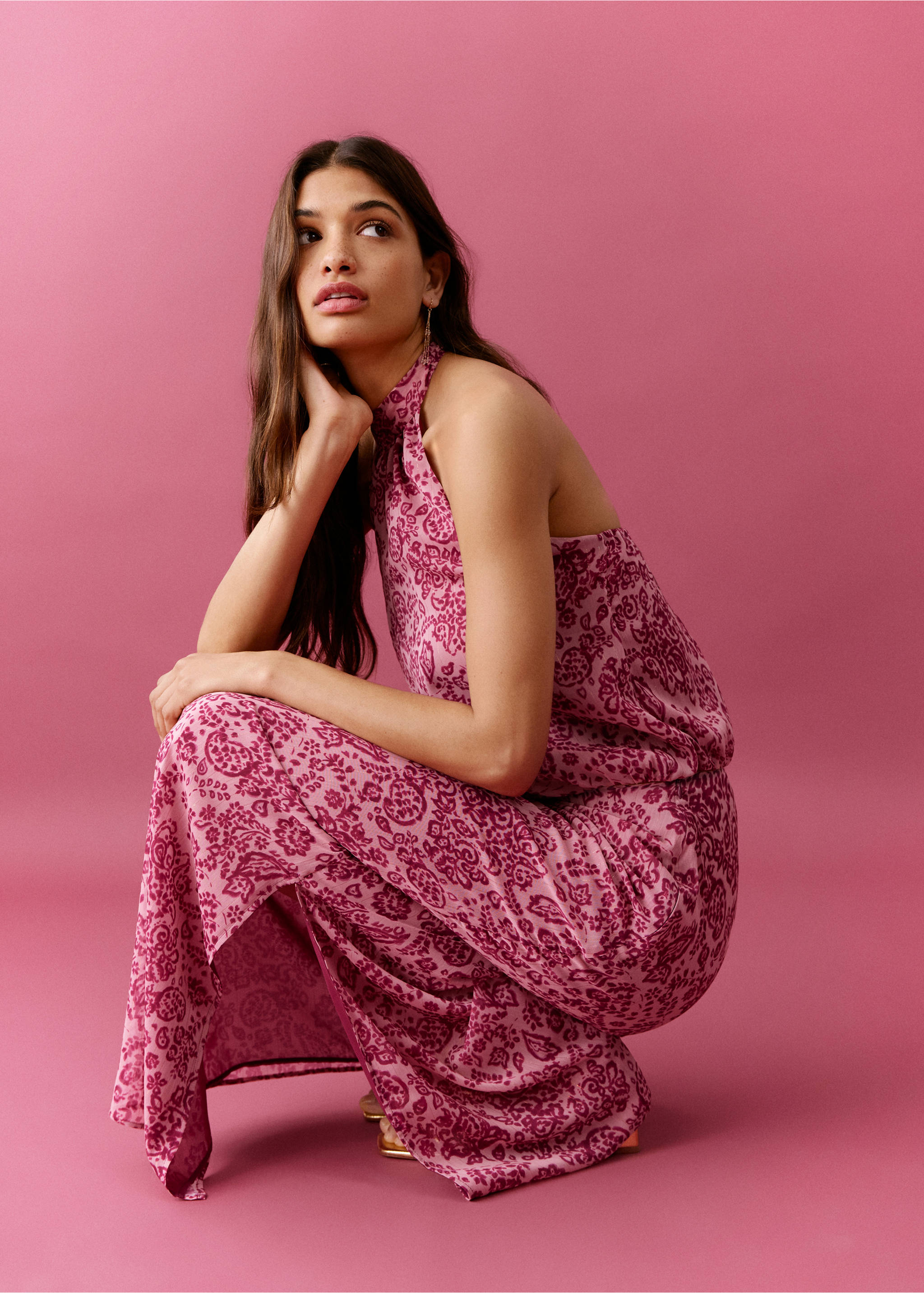 Длинная юбка с боковым разрезом - Деталь изделия 2, Розовый. Ref: 27085810-00.