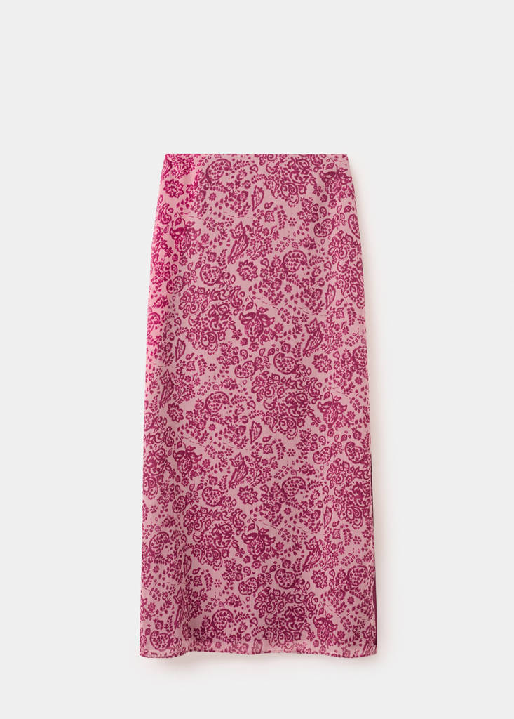 Long skirt with side slit — Pink