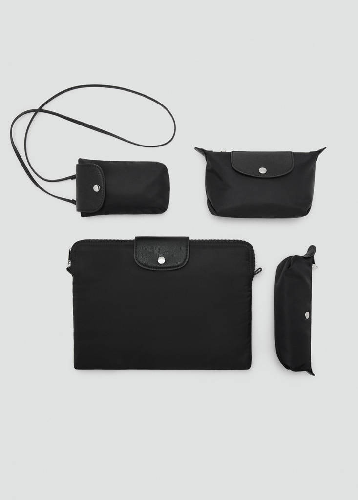 Medium combined nylon toiletry bag — Black
