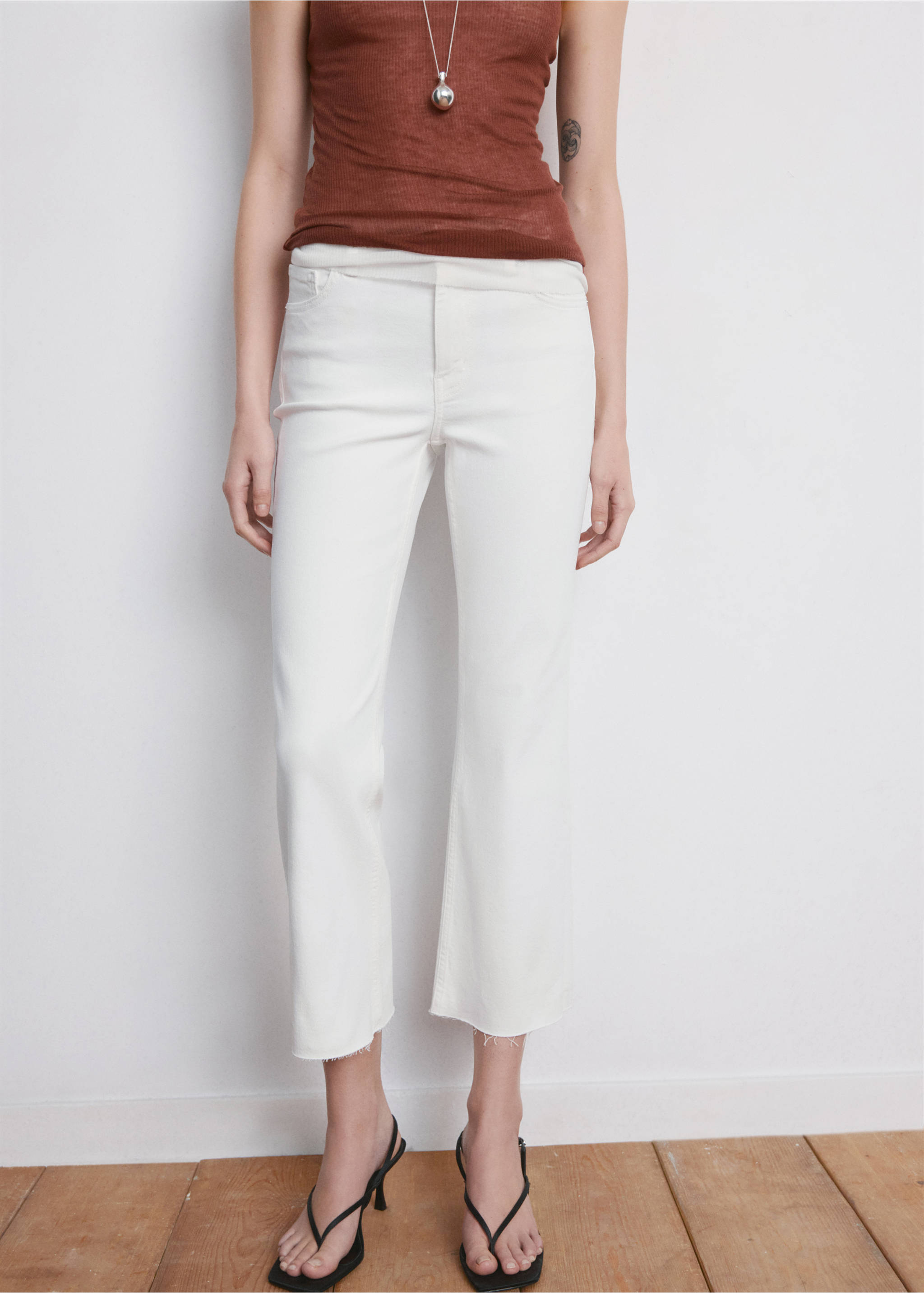 Jeans Sienna flare crop - Plano medio, Blanco. Ref: 27085813-00.