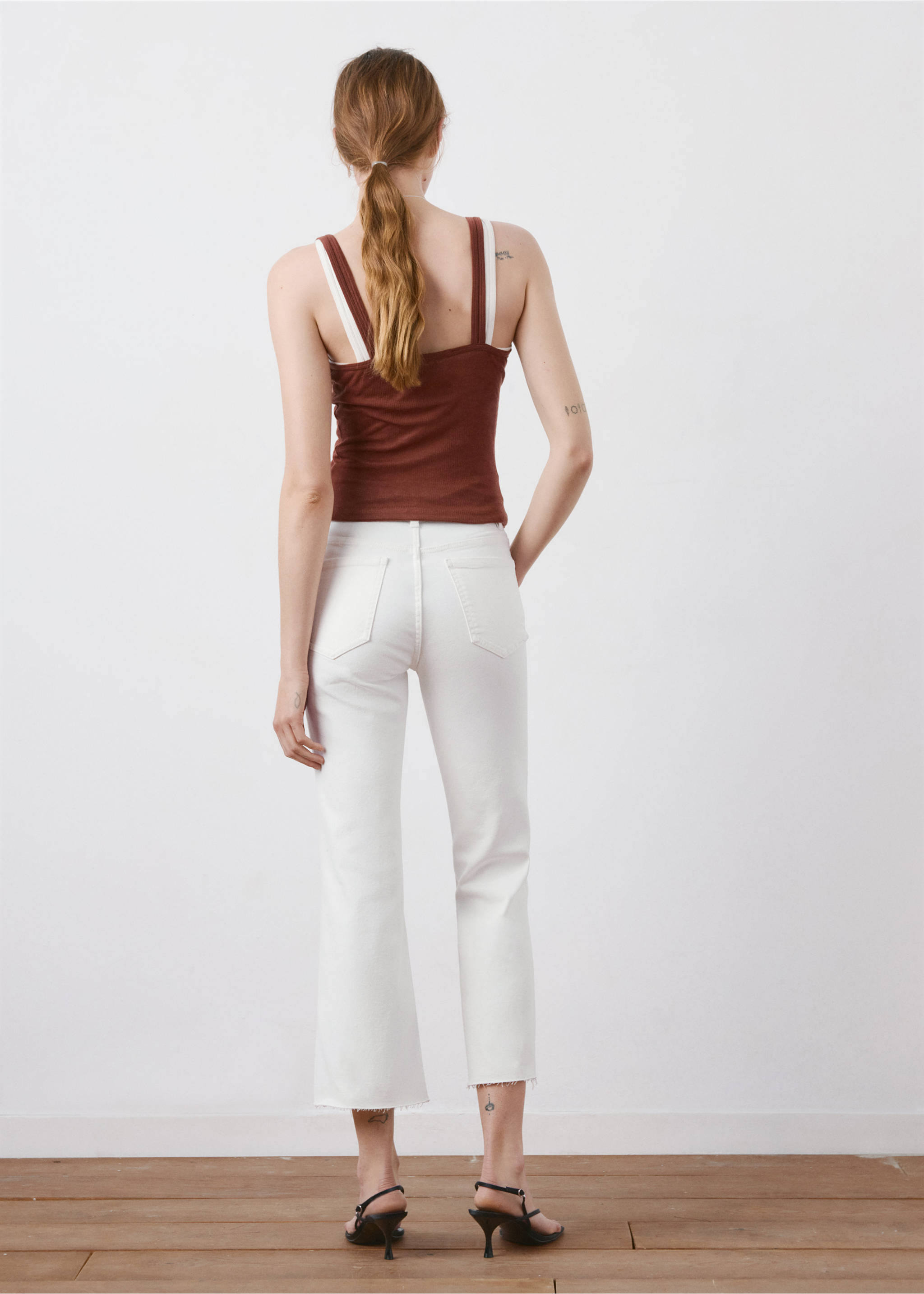 Jeans Sienna flare crop - Reverso del artículo, Blanco. Ref: 27085813-00.