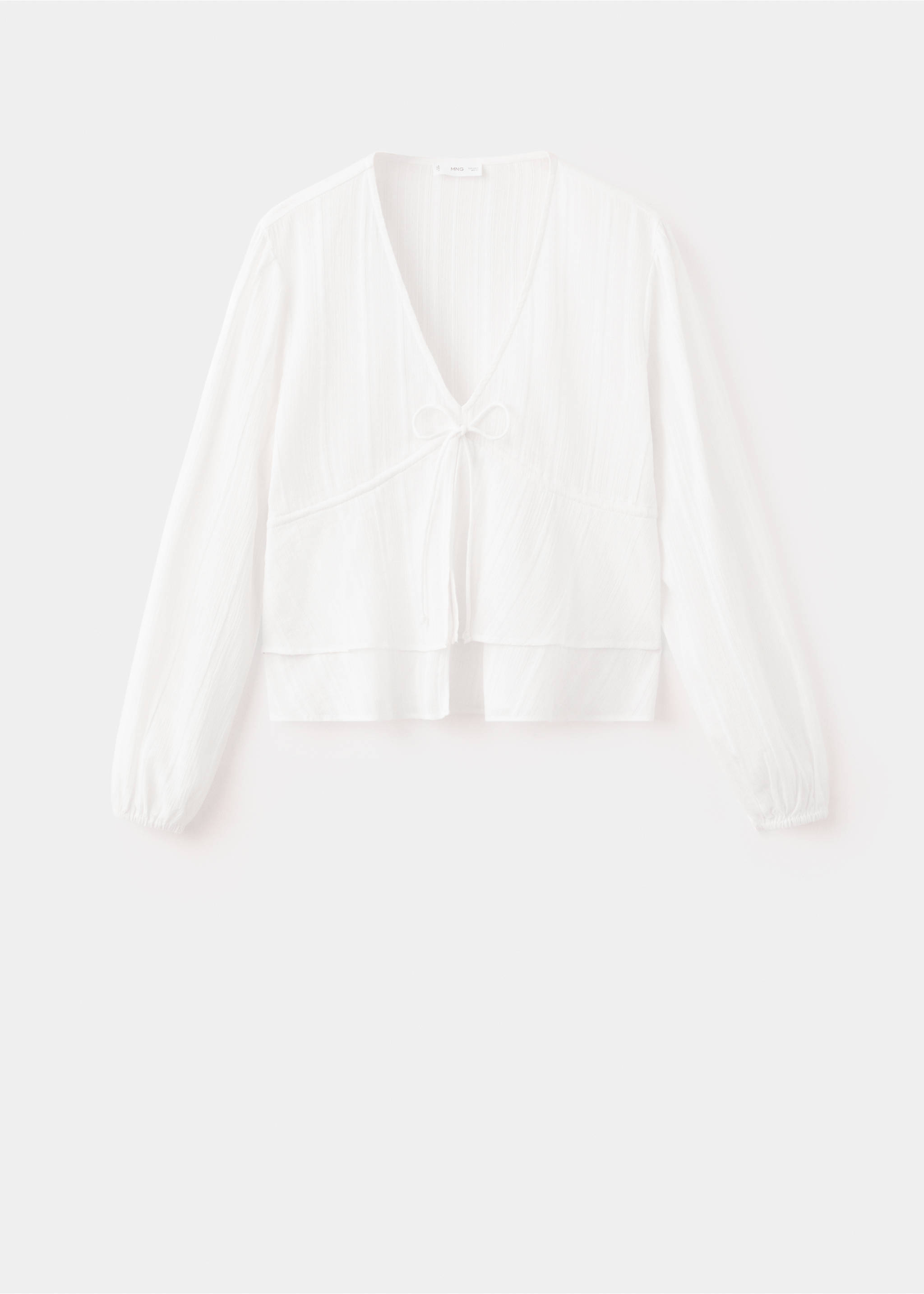 Блузка с воланами и бантом - Изделие без модели, Грязно-белый. Ref: 27085815-00.