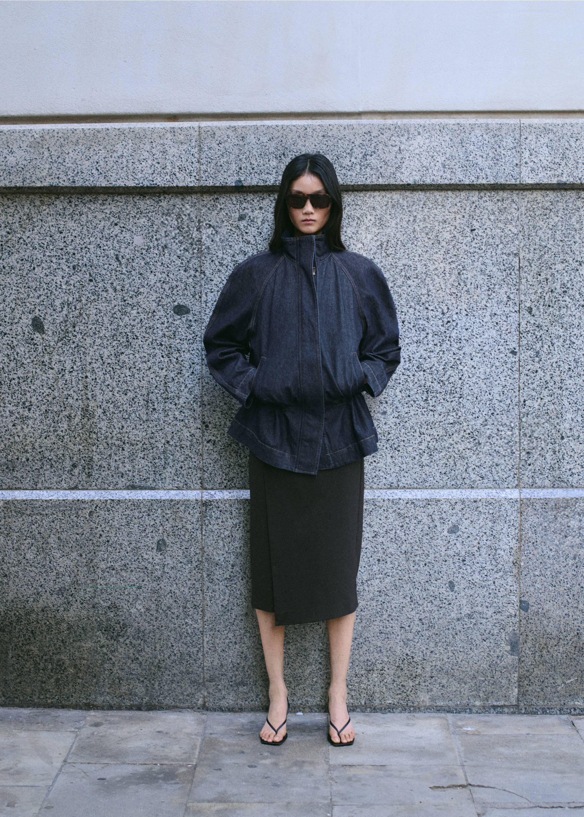 Drawstring waist denim parka - General plane, Open Blue. Ref: 27085818-00.