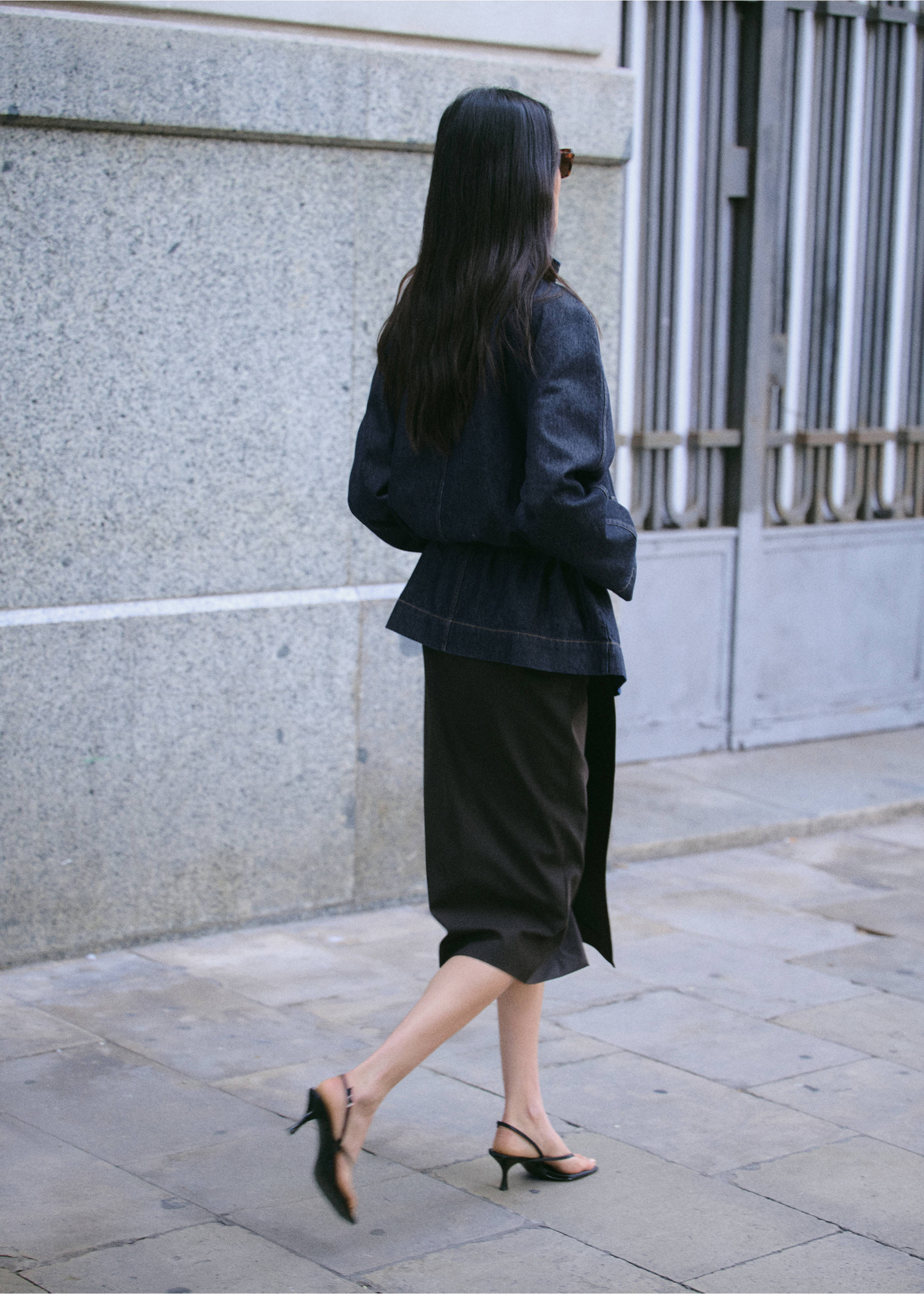 Drawstring waist denim parka - Reverse of the article, Open Blue. Ref: 27085818-00.