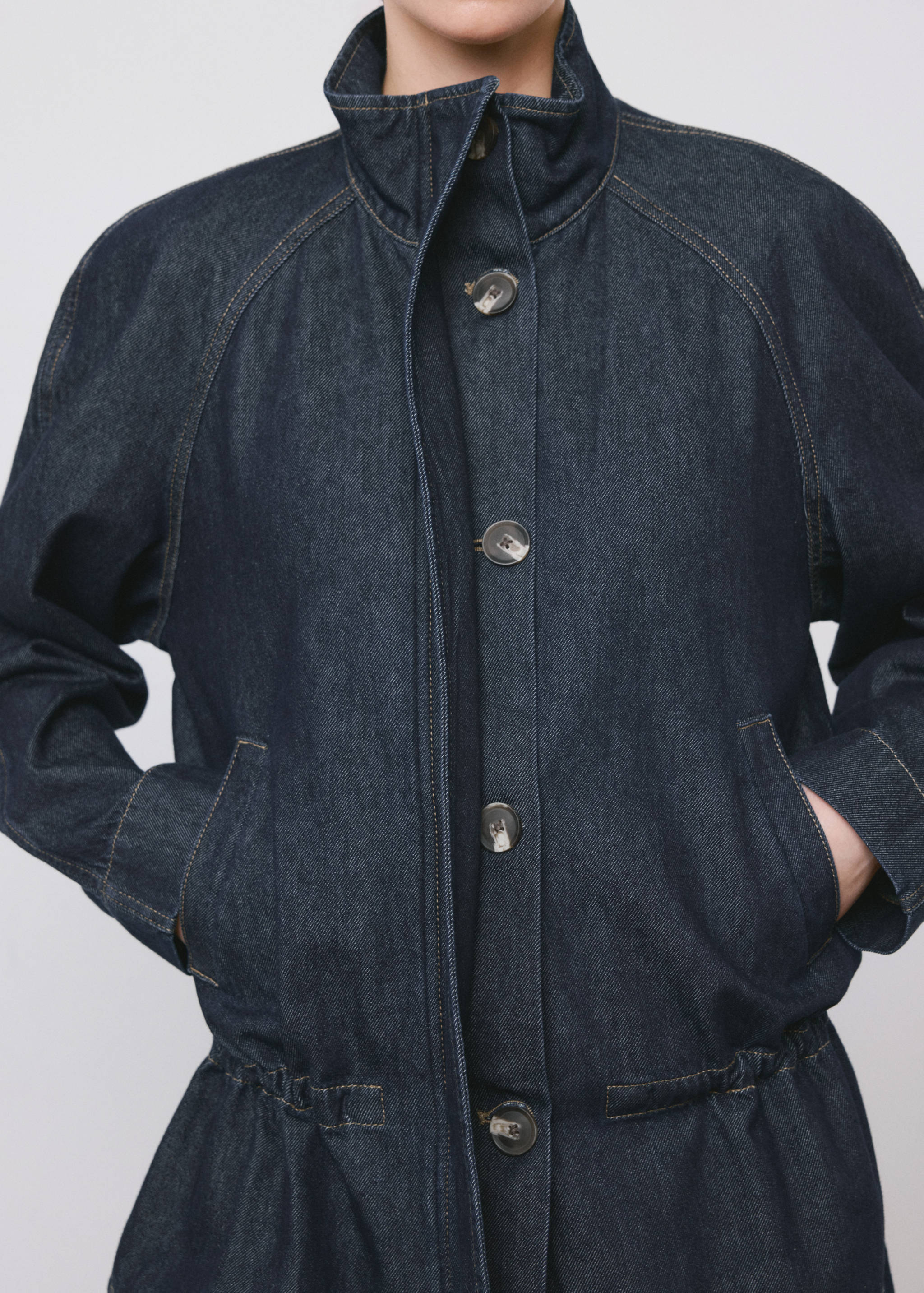 Drawstring waist denim parka - Details of the article 3