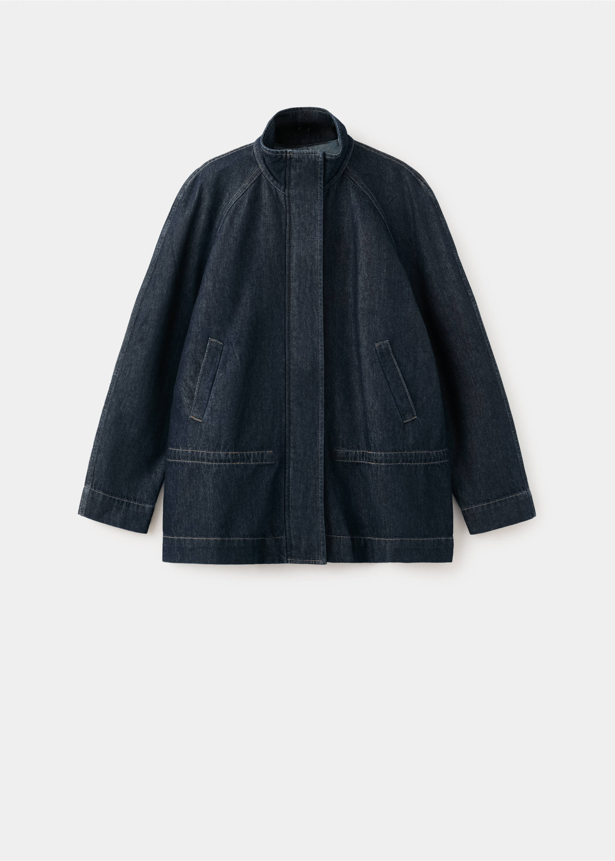 Drawstring waist denim parka - Article without model, Open Blue. Ref: 27085818-00.