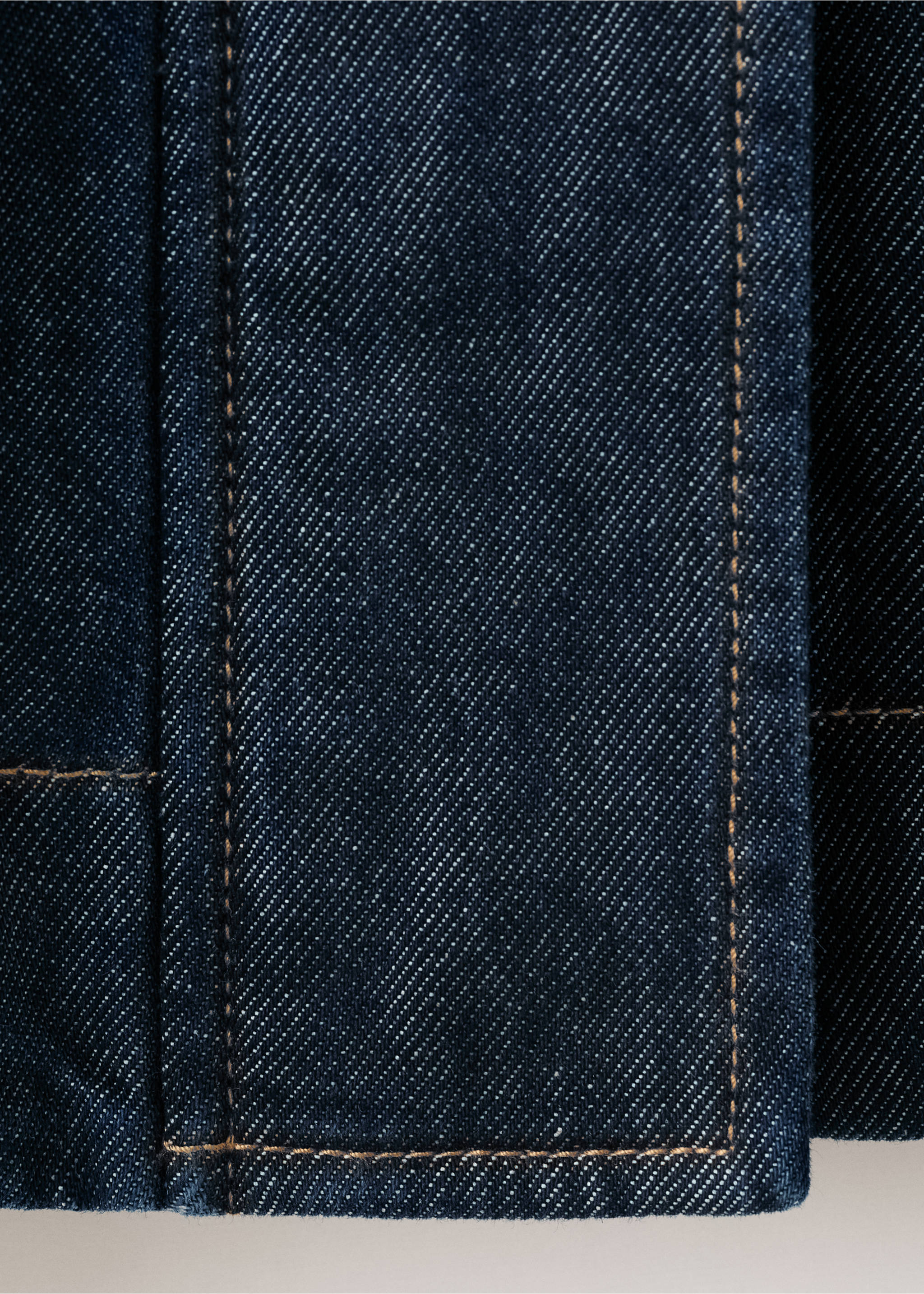 Drawstring waist denim parka - Details of the article 8, Open Blue. Ref: 27085818-00.