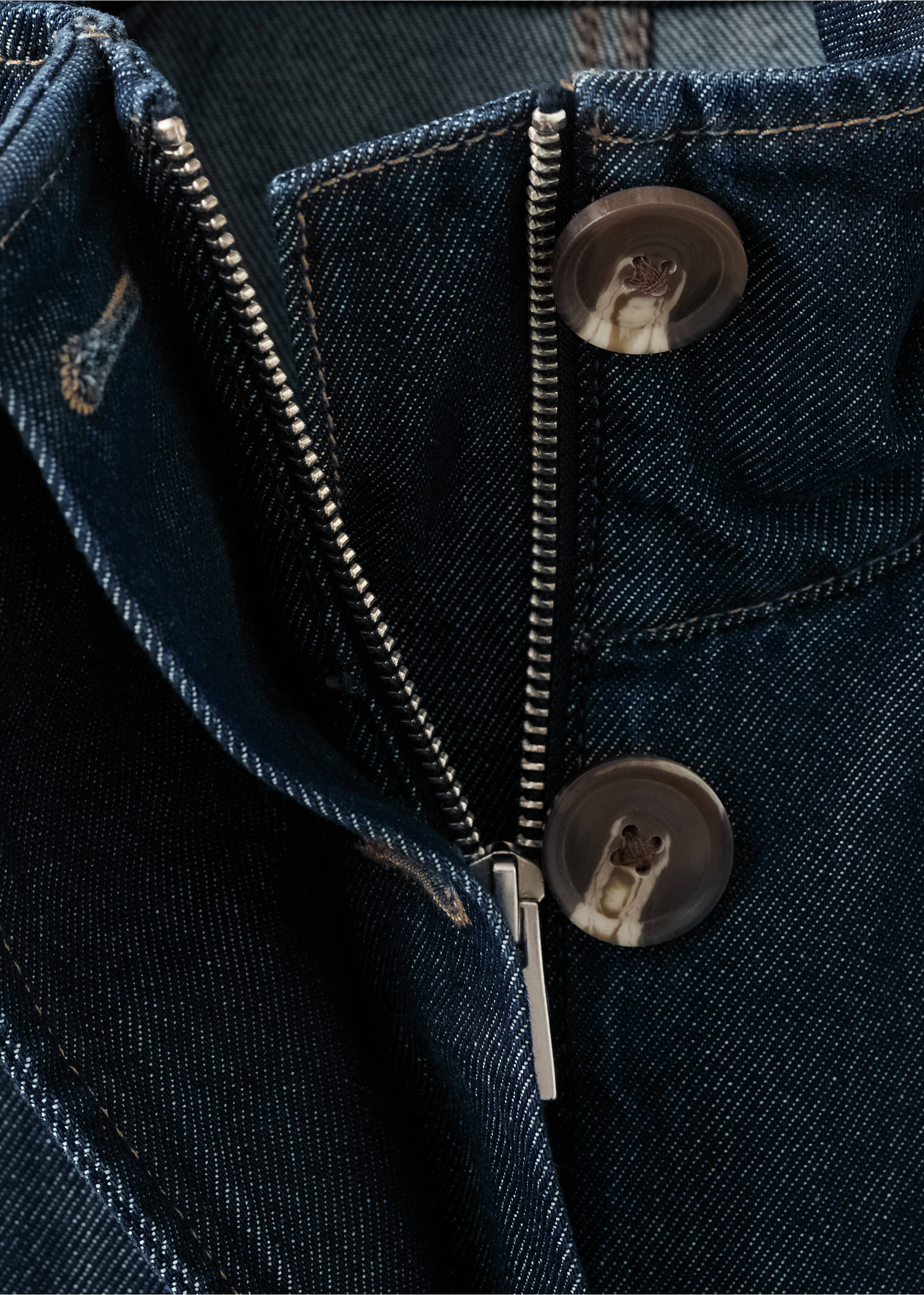 Drawstring waist denim parka - Details of the article 0, Open Blue. Ref: 27085818-00.