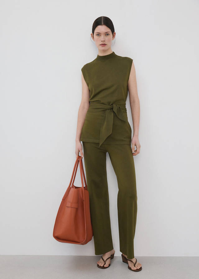 Mango fine-knit straight-fit trousers in neutral a smart casual trouser for warm-weather outfits
