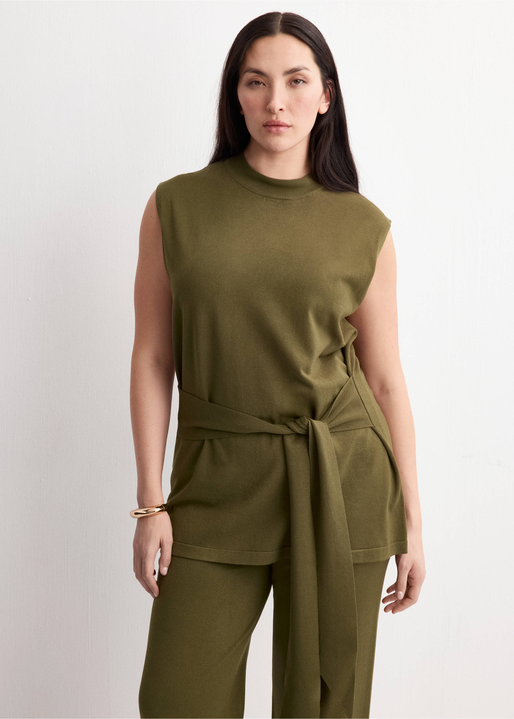 Pantalon droit maille fine - Détail de l'article 5, Kaki. Ref: 27085820-00.