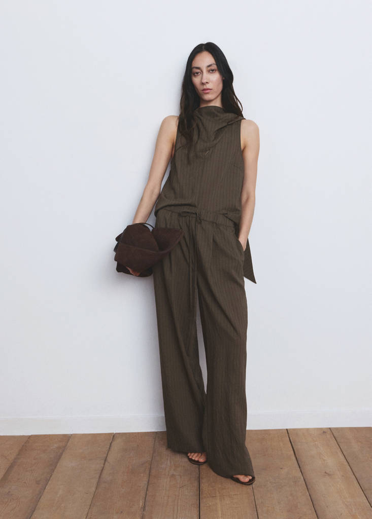 Straight striped trousers — Brown