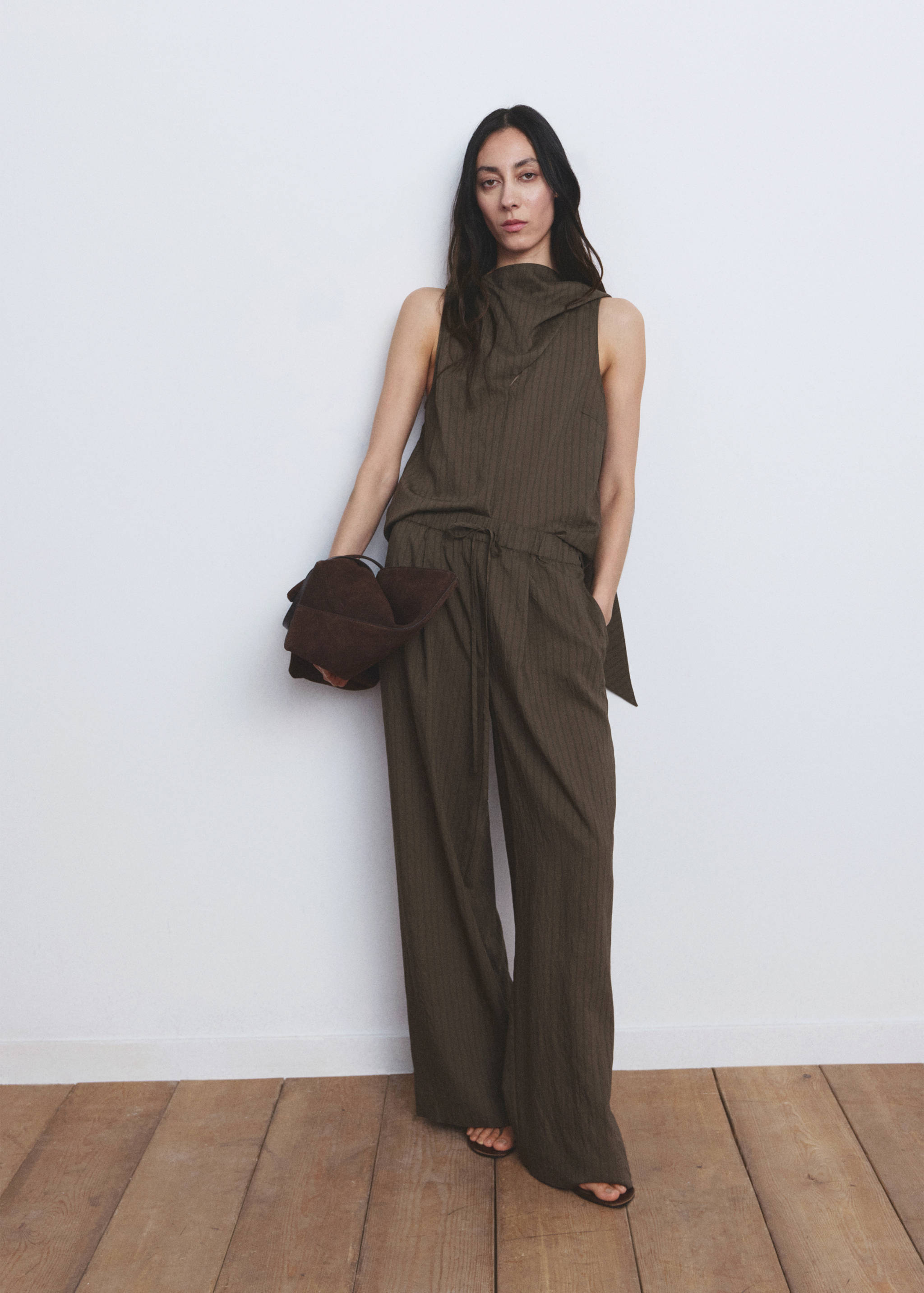 سروال مستقيم مخطط - رؤية عامة